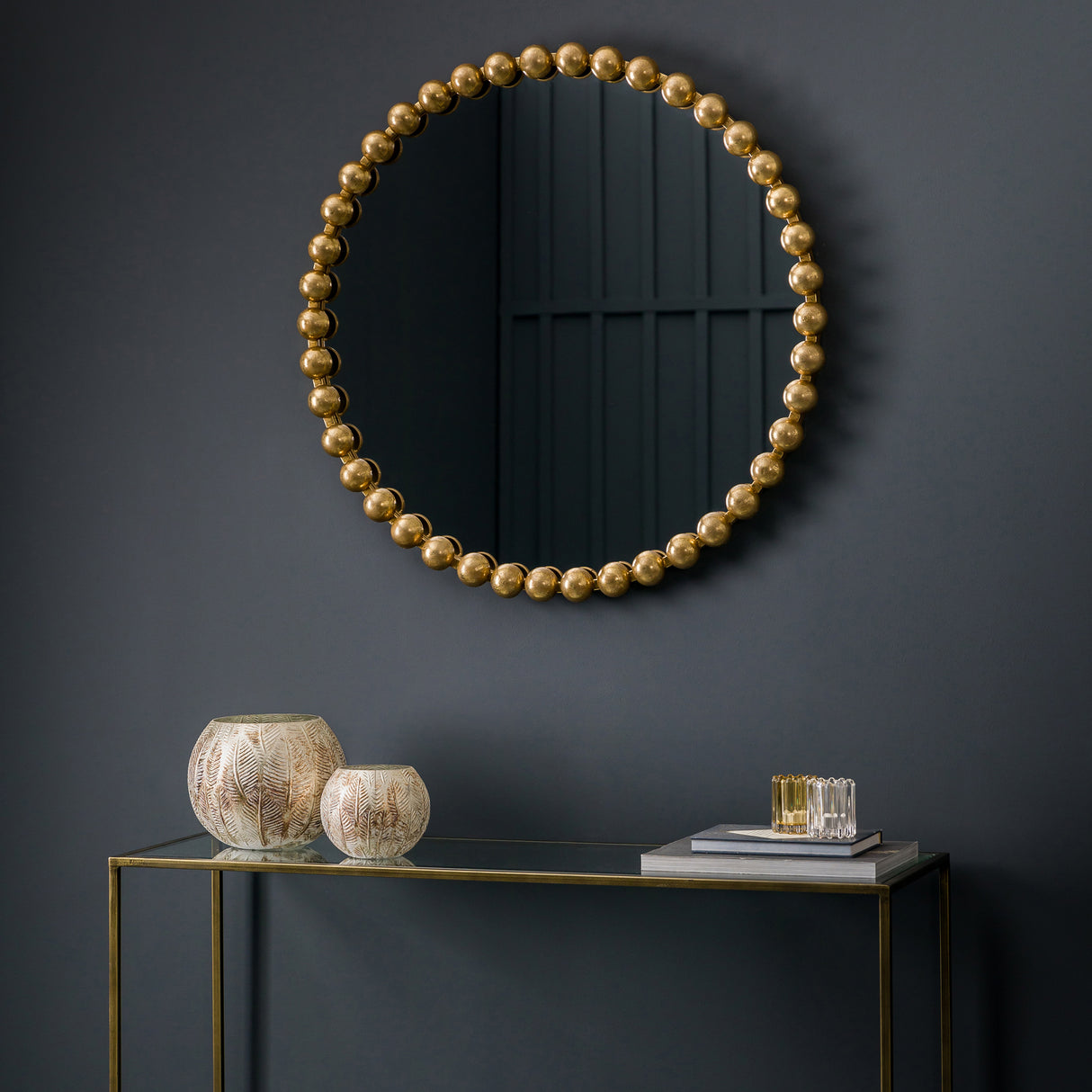 Amos Aged gold round mirror – from Amos Lighting + Home