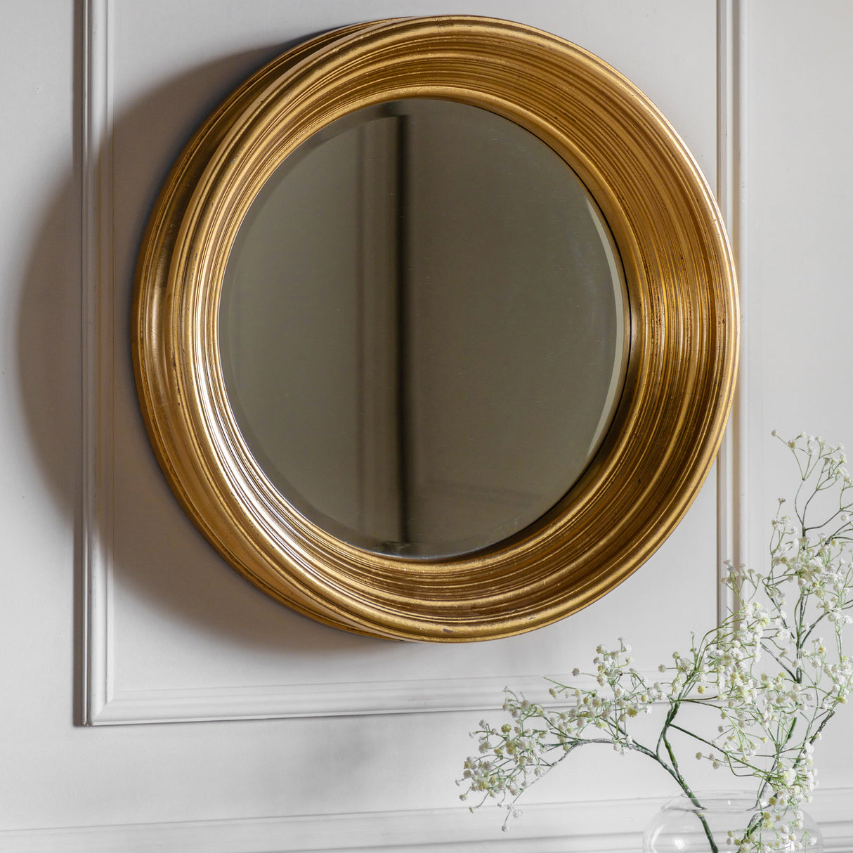 Amos Gold leaf round mirror – from Amos Lighting + Home