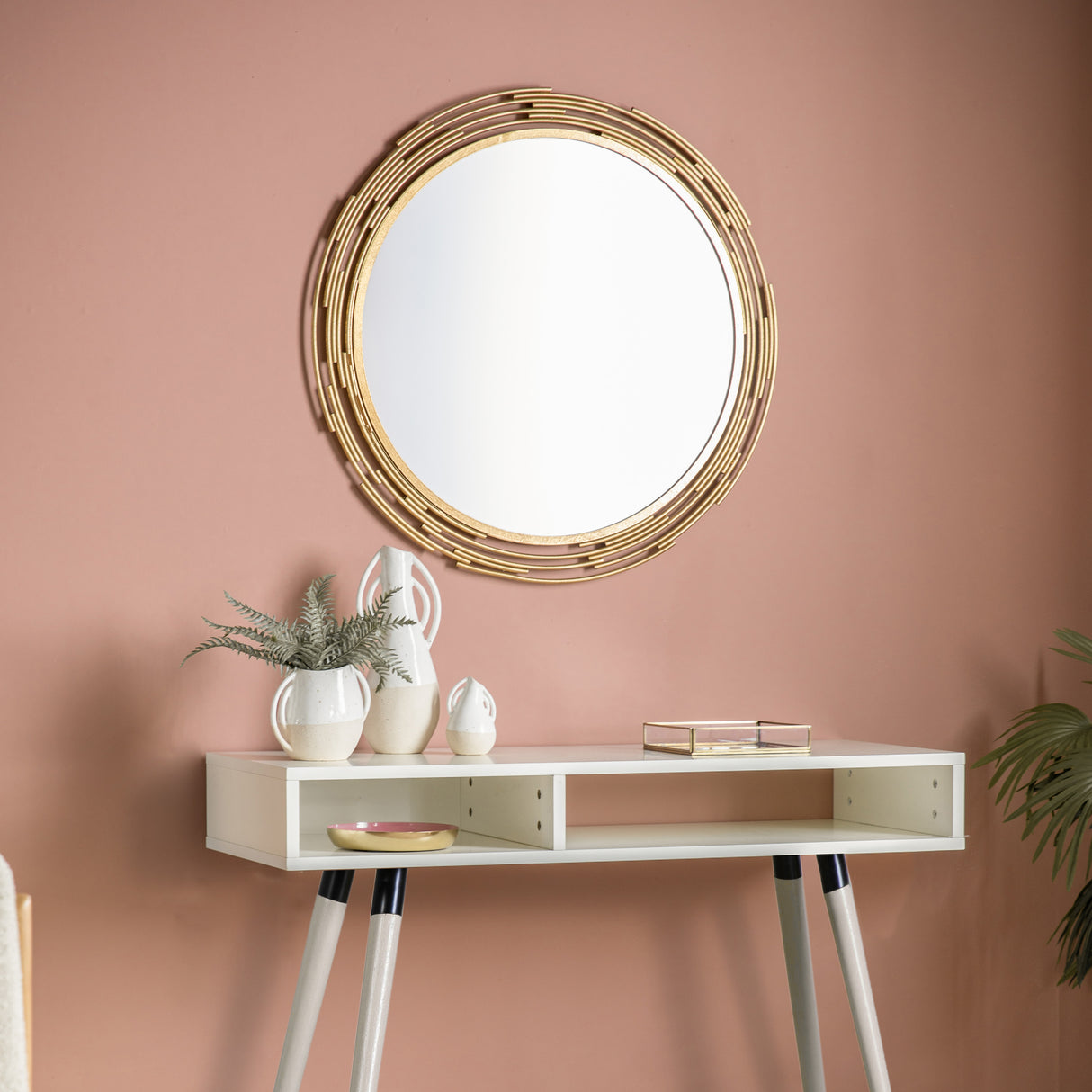 Amos Gold painted round mirror – from Amos Lighting + Home