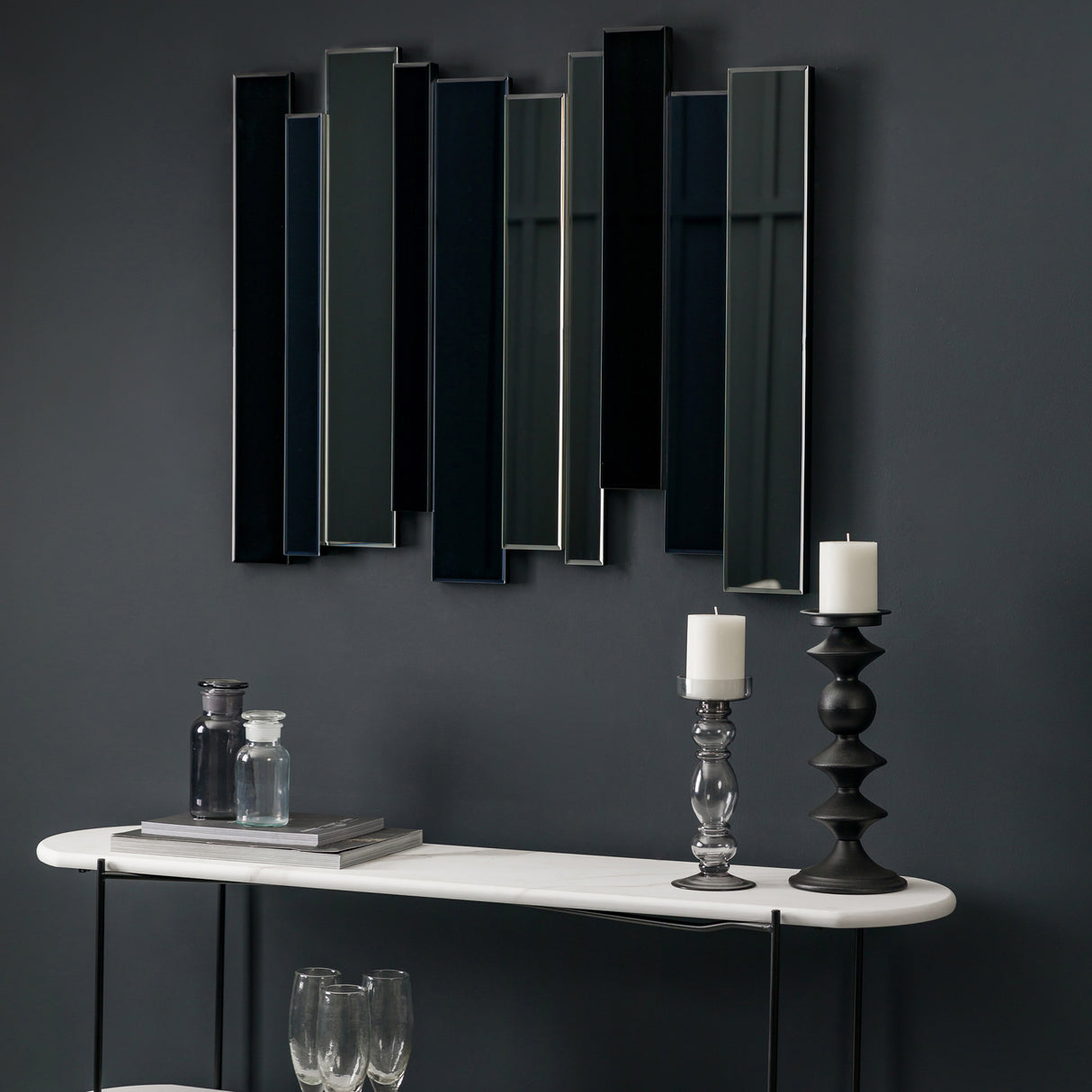 Amos Black smoked glass rectangle mirror – from Amos Lighting + Home
