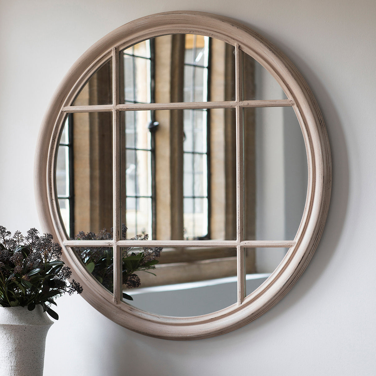 Amos Vintage clay round window mirror – from Amos Lighting + Home