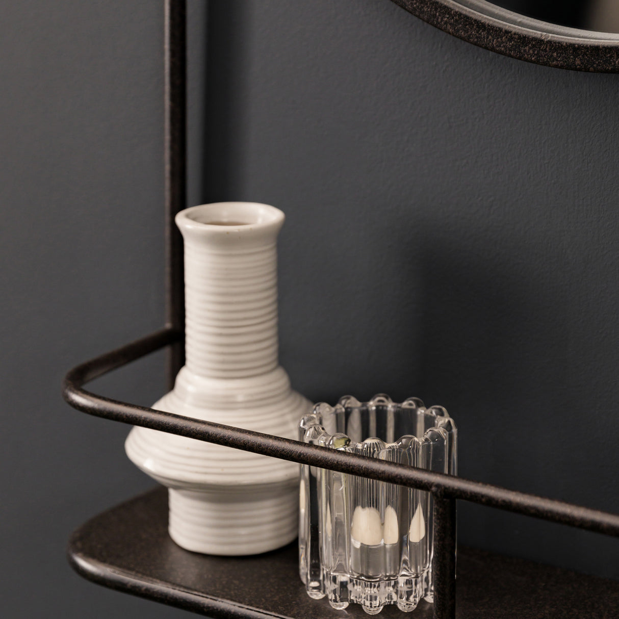 Amos Charcoal black mirror with shelf – from Amos Lighting + Home