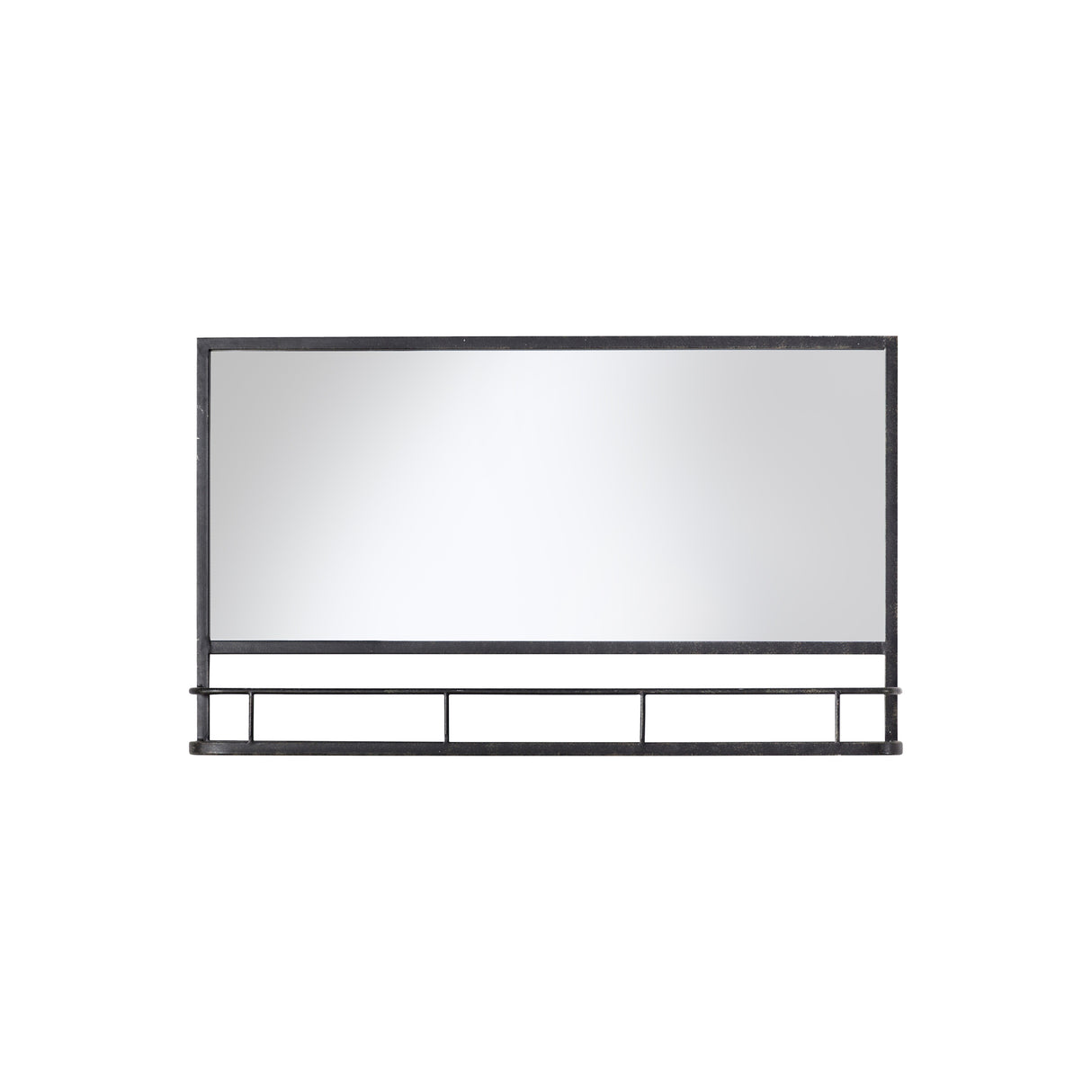 Amos Charcoal black rectangular mirror with shelf – from Amos Lighting + Home