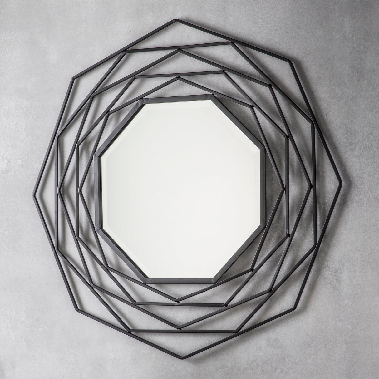 Amos Matt black octagon mirror – from Amos Lighting + Home