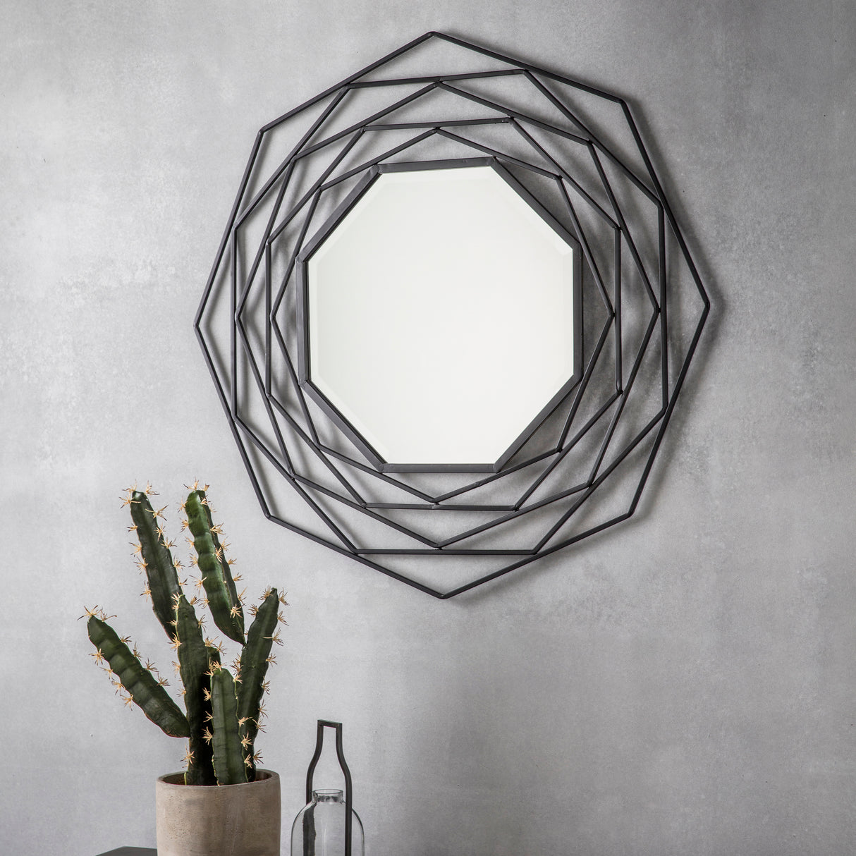 Amos Matt black octagon mirror – from Amos Lighting + Home