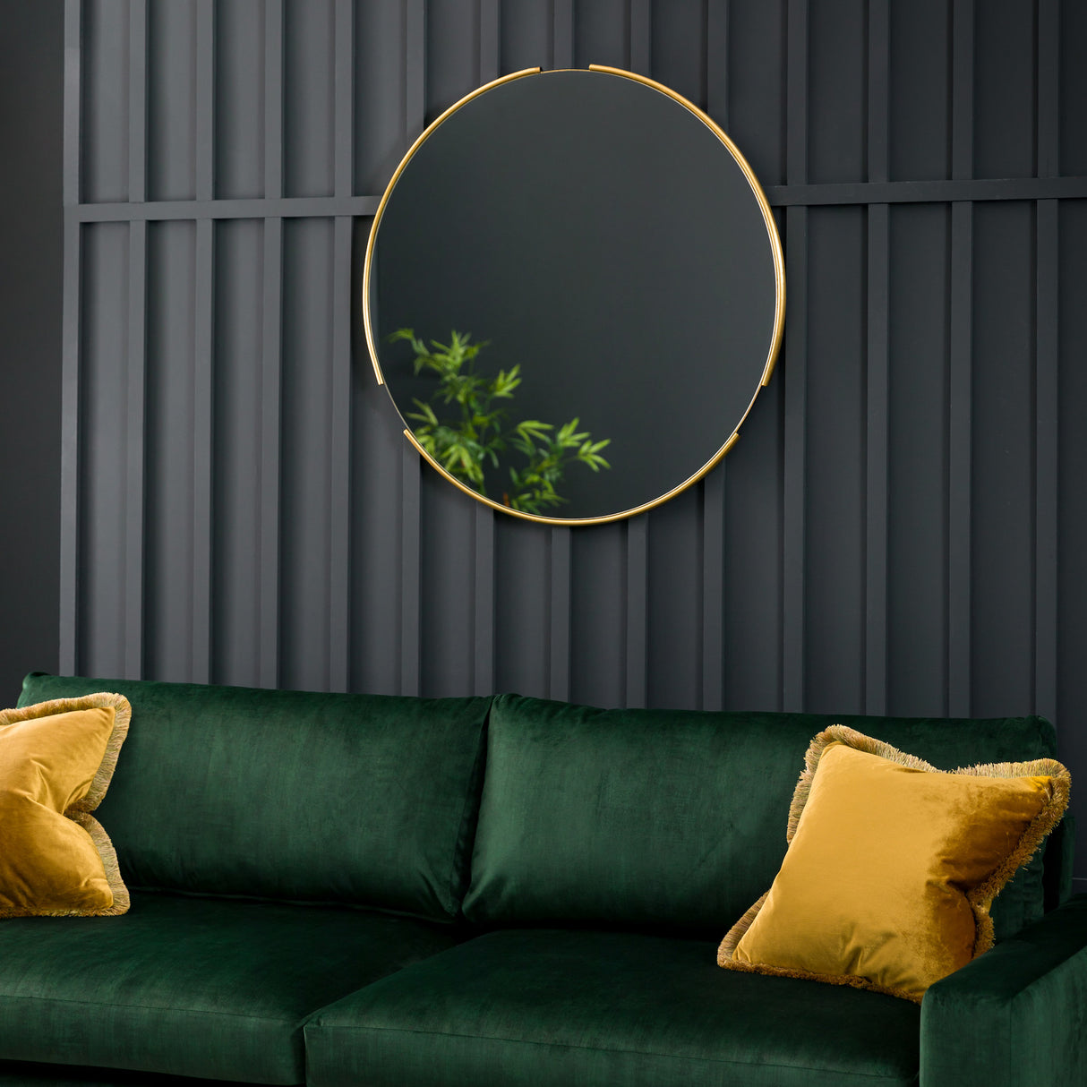 Amos Tubular notched aged gold round mirror – from Amos Lighting + Home