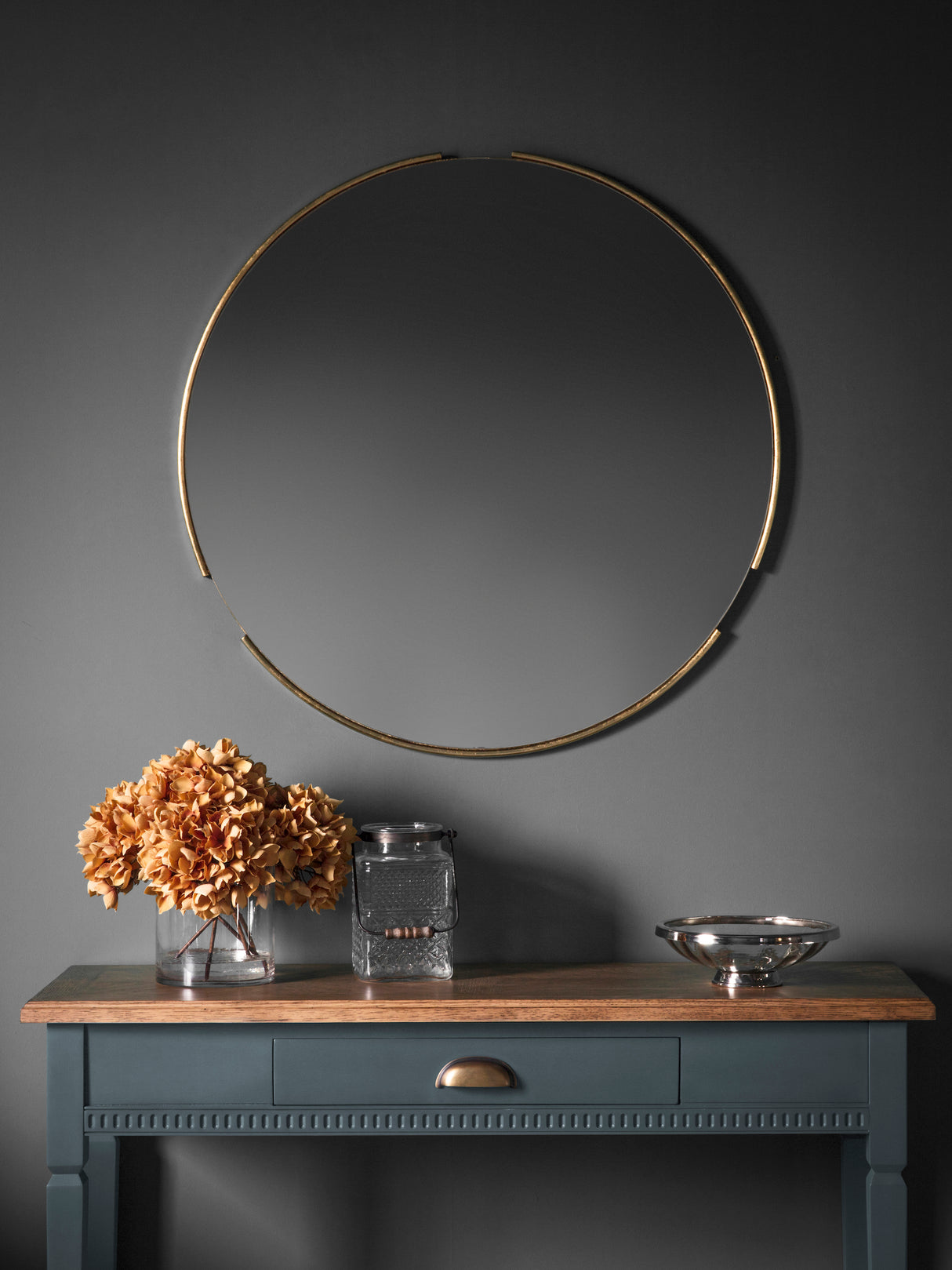 Amos Tubular notched aged gold round mirror – from Amos Lighting + Home