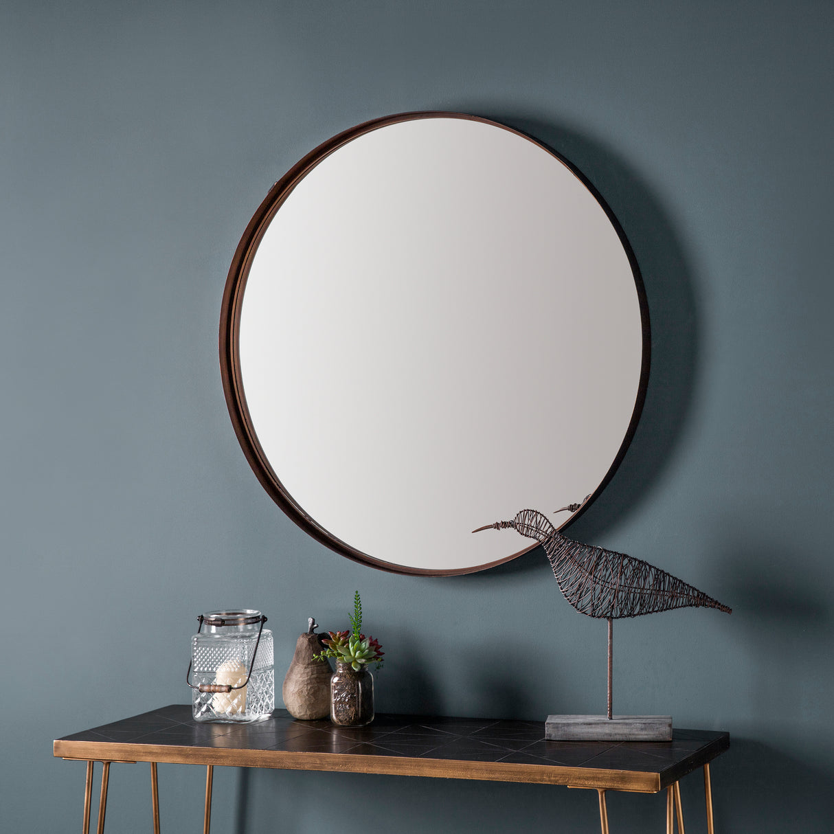 Amos Aged bronze finish round mirror – from Amos Lighting + Home