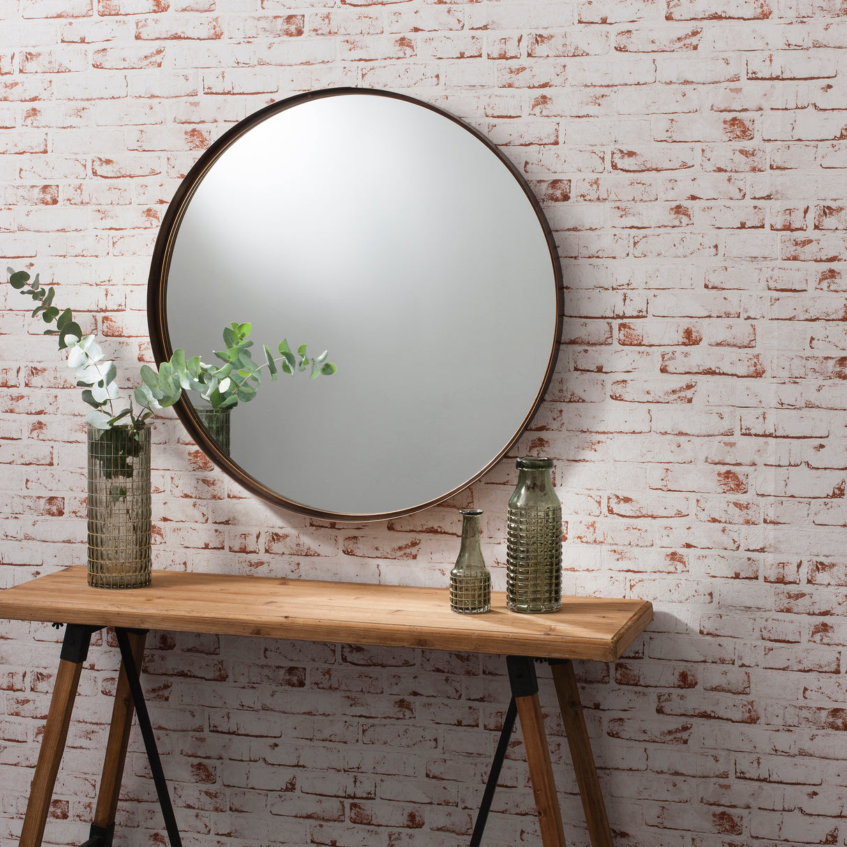 Amos Aged bronze finish round mirror – from Amos Lighting + Home
