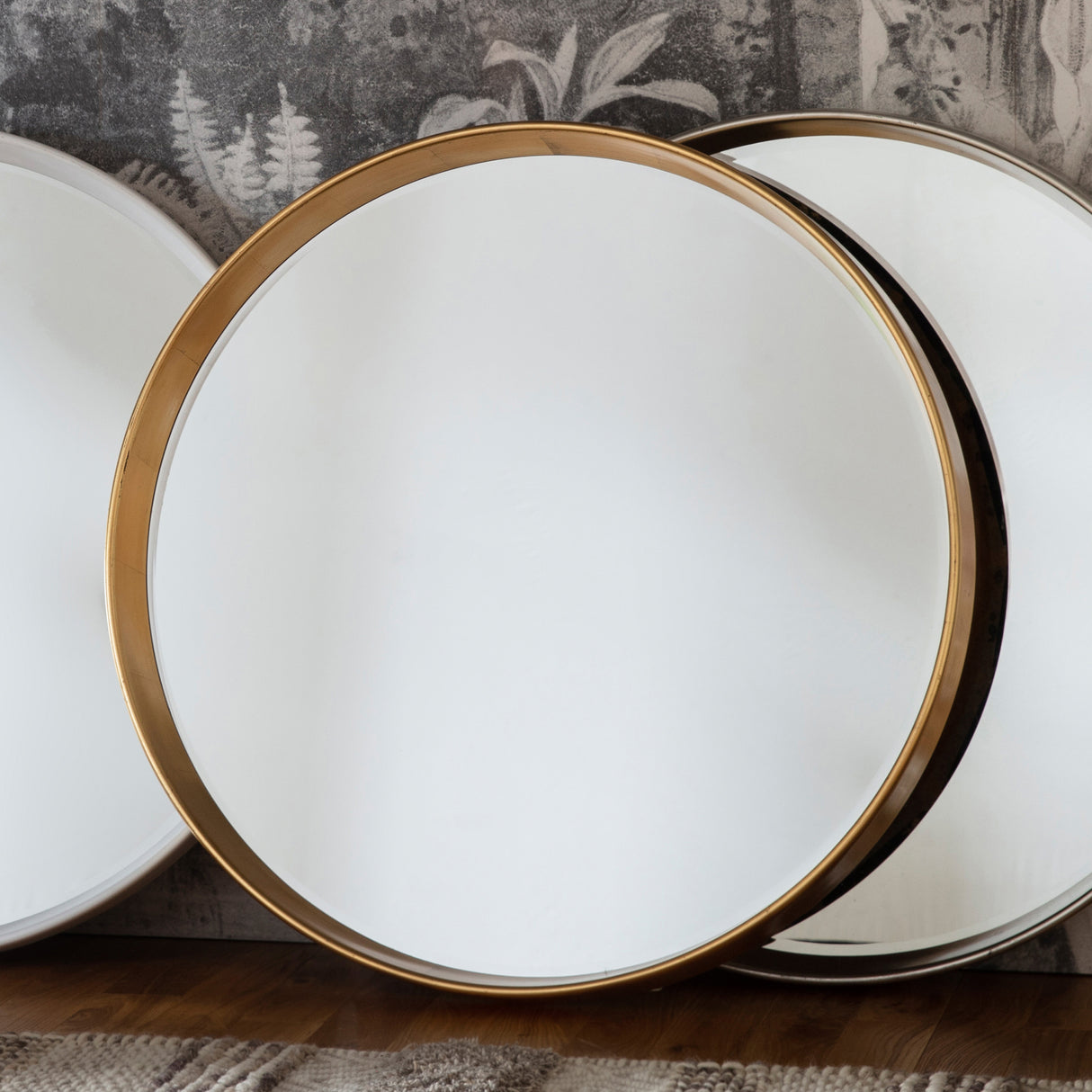 Amos Aged gold paint round mirror – from Amos Lighting + Home