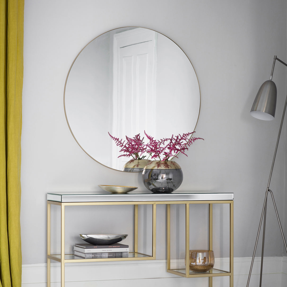 Amos Champagne gold round mirror – from Amos Lighting + Home