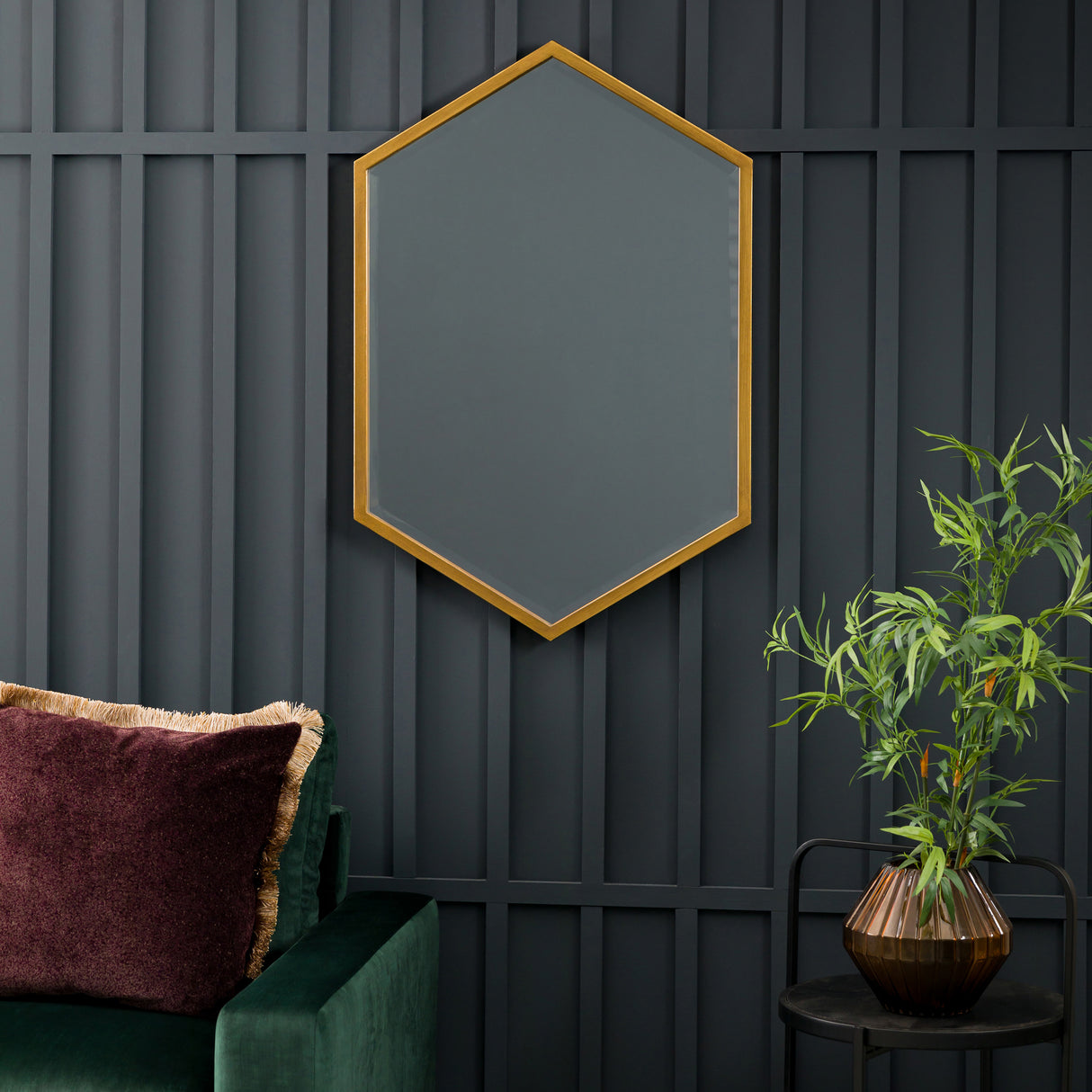 Amos Antique gold hexagonal mirror – from Amos Lighting + Home