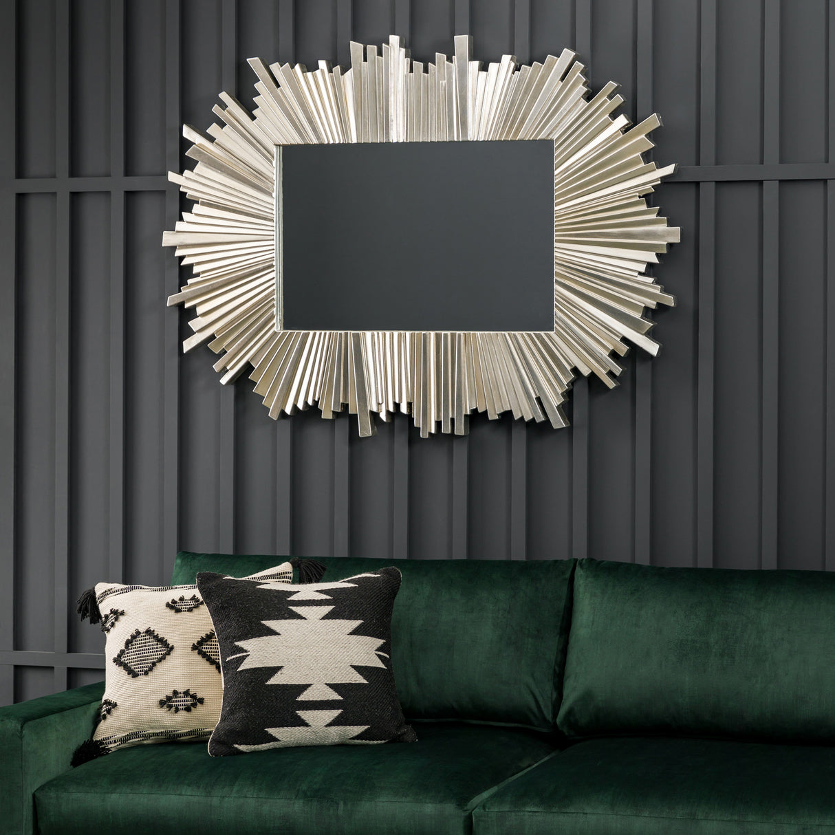 Amos Antique silver star burst rectangle mirror – from Amos Lighting + Home