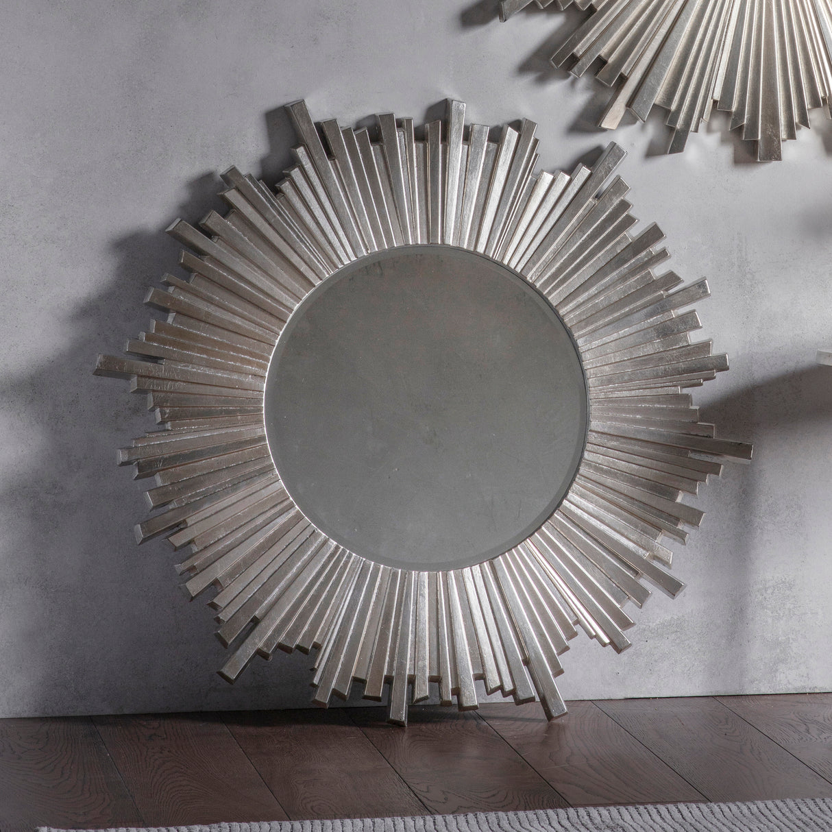 Amos Antique silver star burst round mirror – from Amos Lighting + Home
