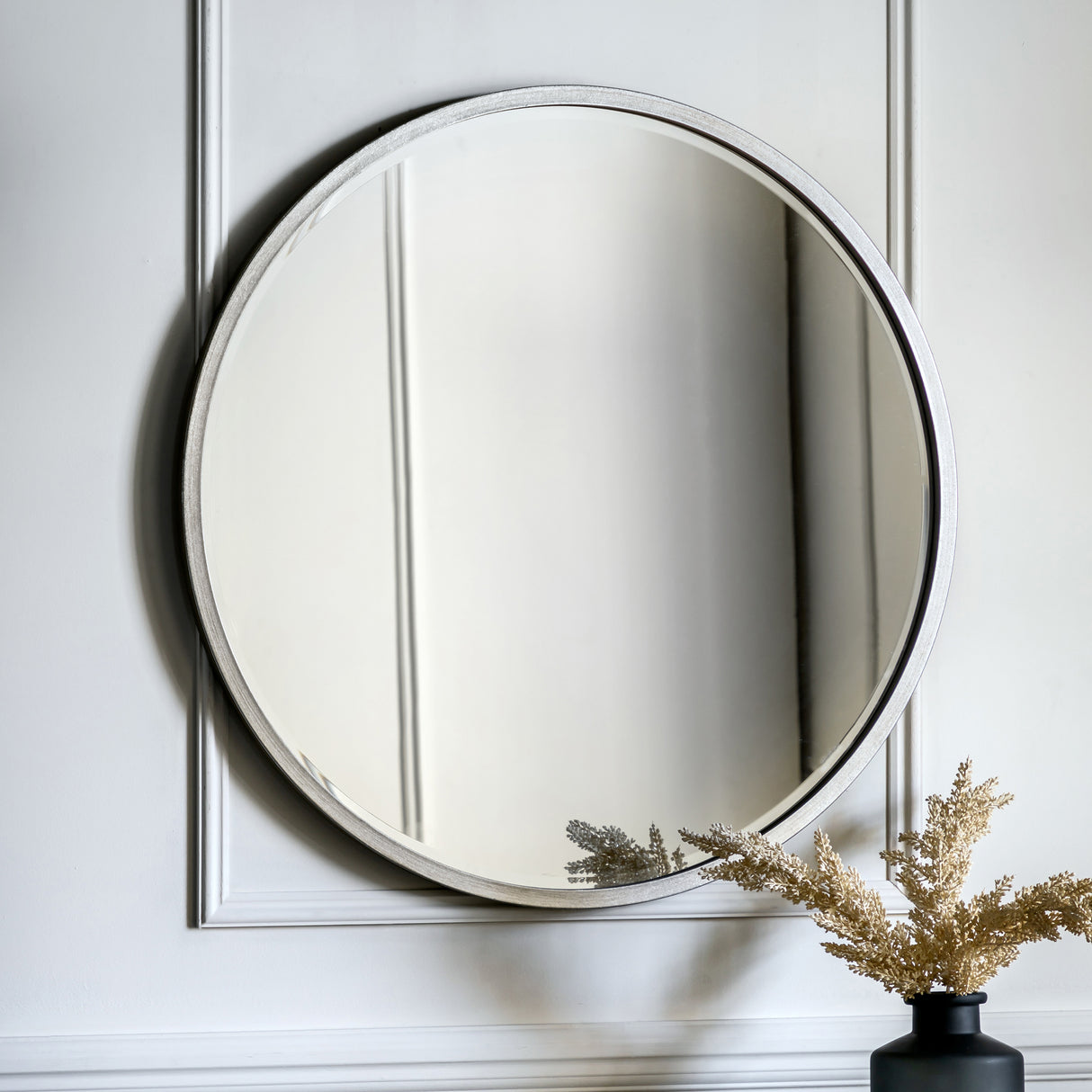 Amos Antique silver large round mirror – from Amos Lighting + Home