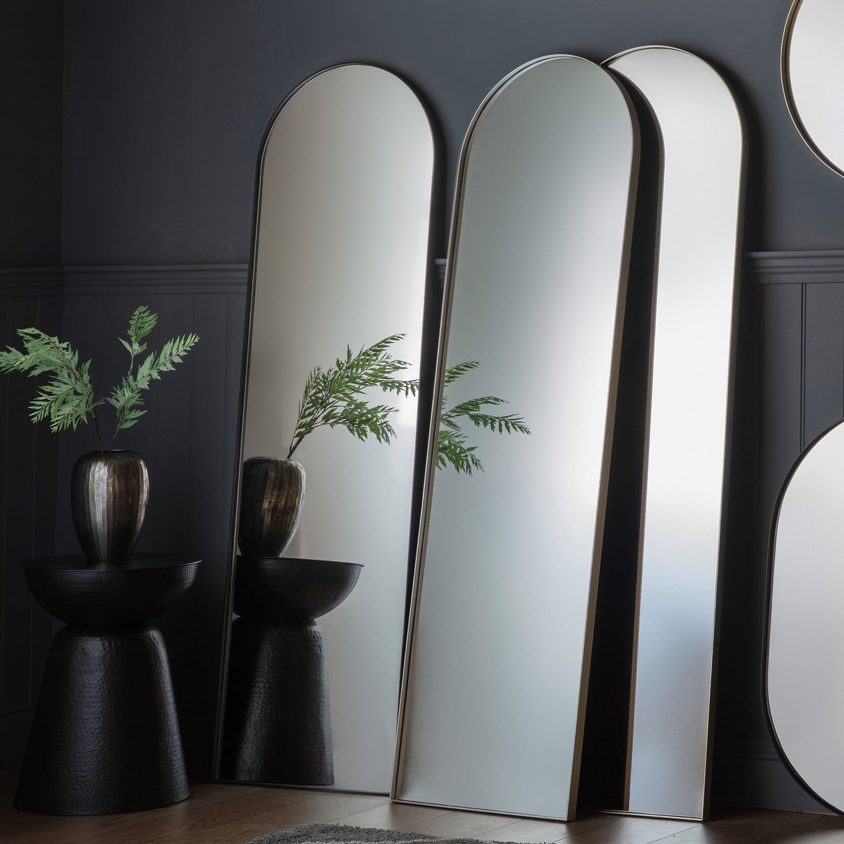 Amos Matt black arch leaner mirror – from Amos Lighting + Home