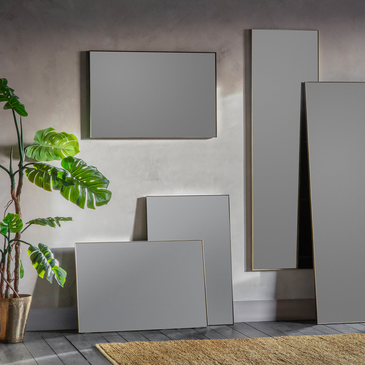 Amos Champagne gold paint rectangle mirror – from Amos Lighting + Home