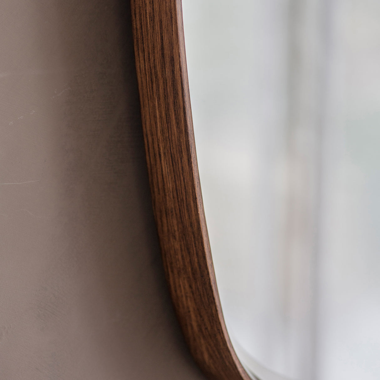Amos Walnut stained wood ellipse mirror – from Amos Lighting + Home