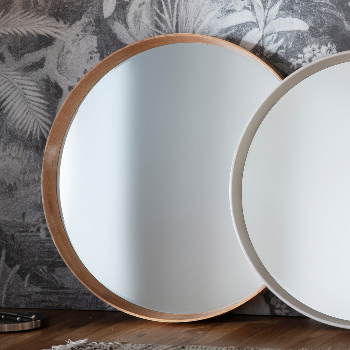 Amos Solid oak large round mirror – from Amos Lighting + Home