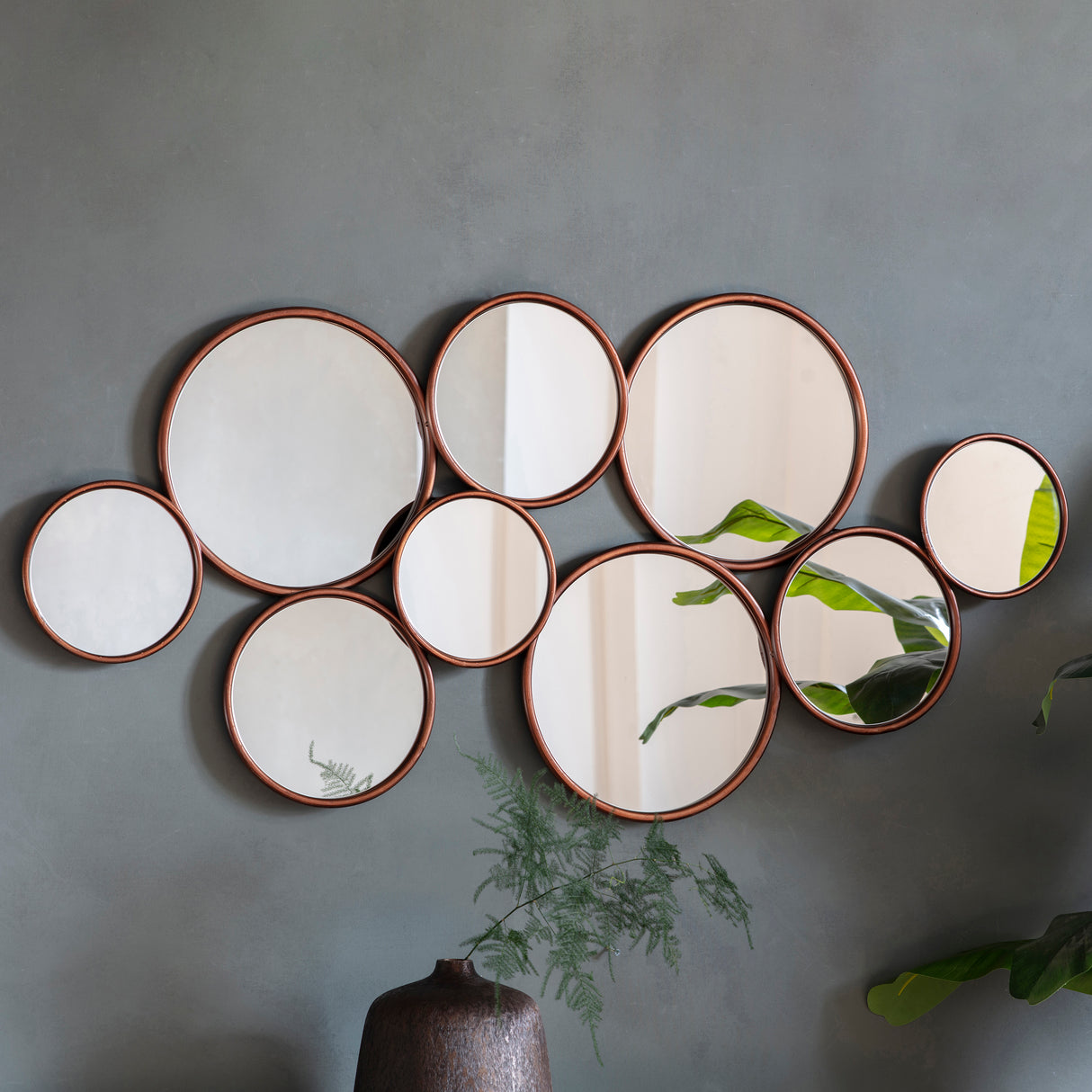 Amos Antique copper round cluster mirror – from Amos Lighting + Home