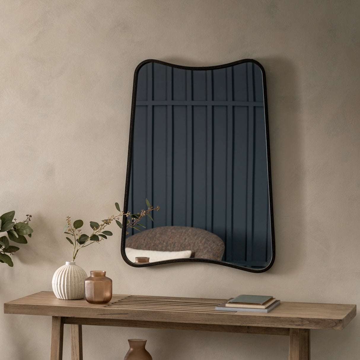 Amos Black glass tapered rectangle mirror – from Amos Lighting + Home