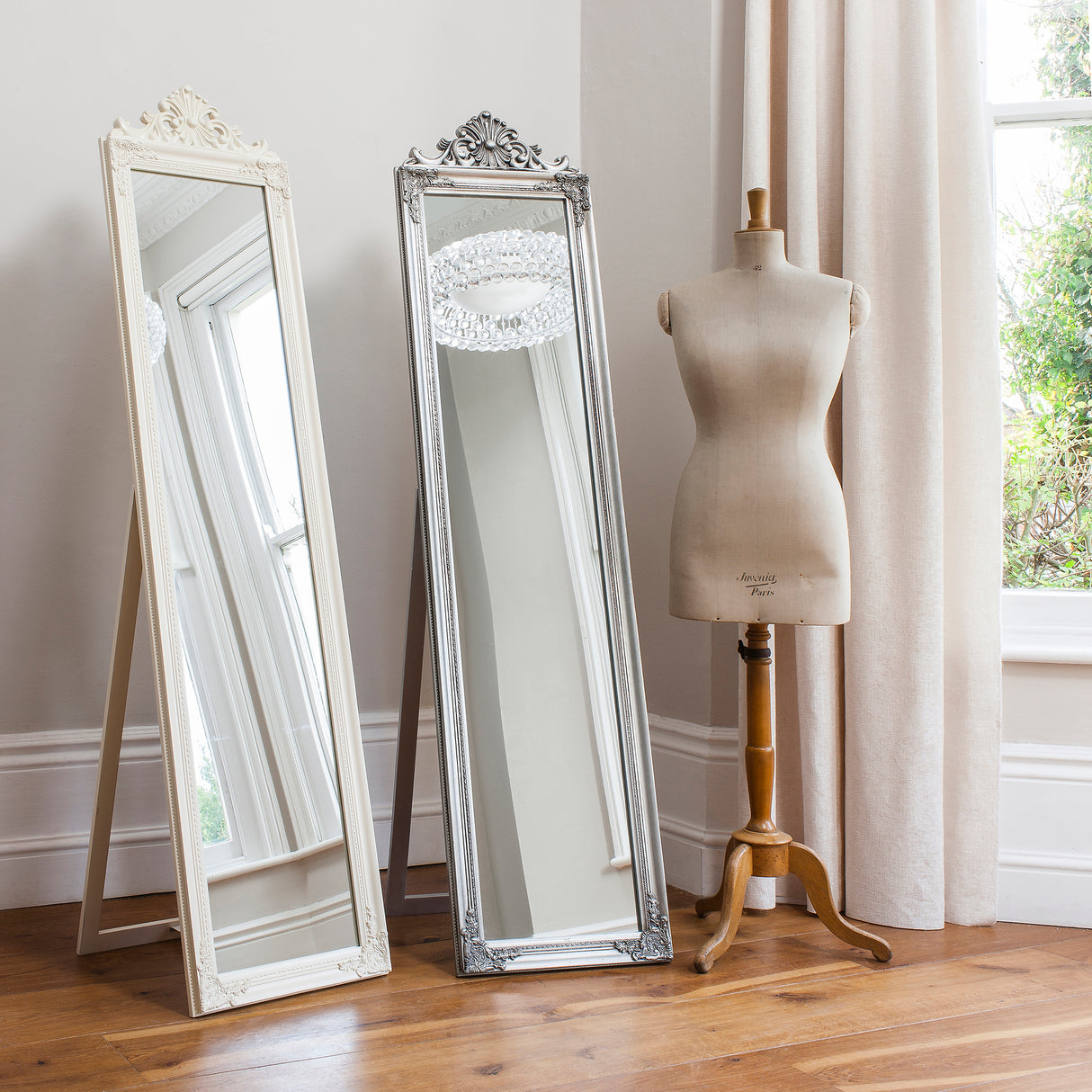Amos Silver leaf cheval mirror – from Amos Lighting + Home