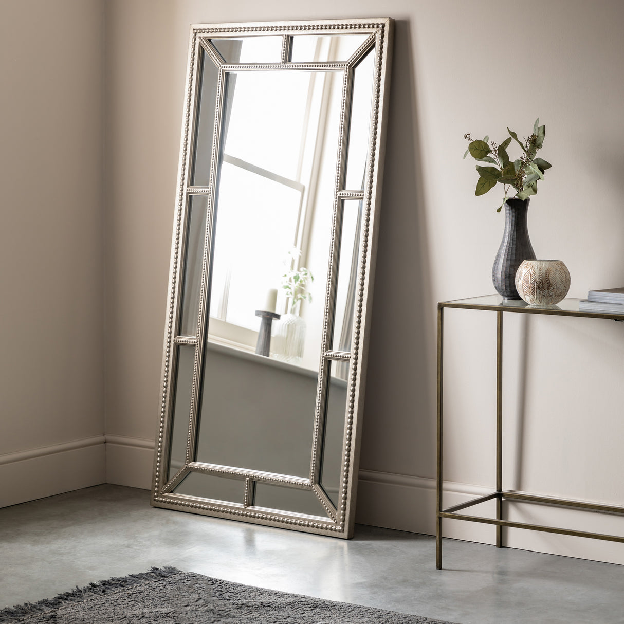Amos Aged pewter leaner mirror – from Amos Lighting + Home
