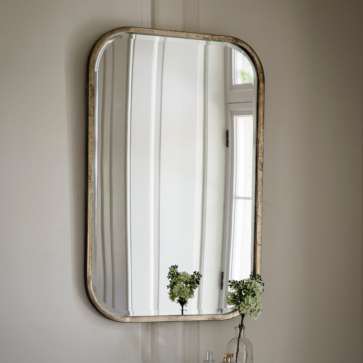 Amos Distressed champagne gold medium mirror – from Amos Lighting + Home