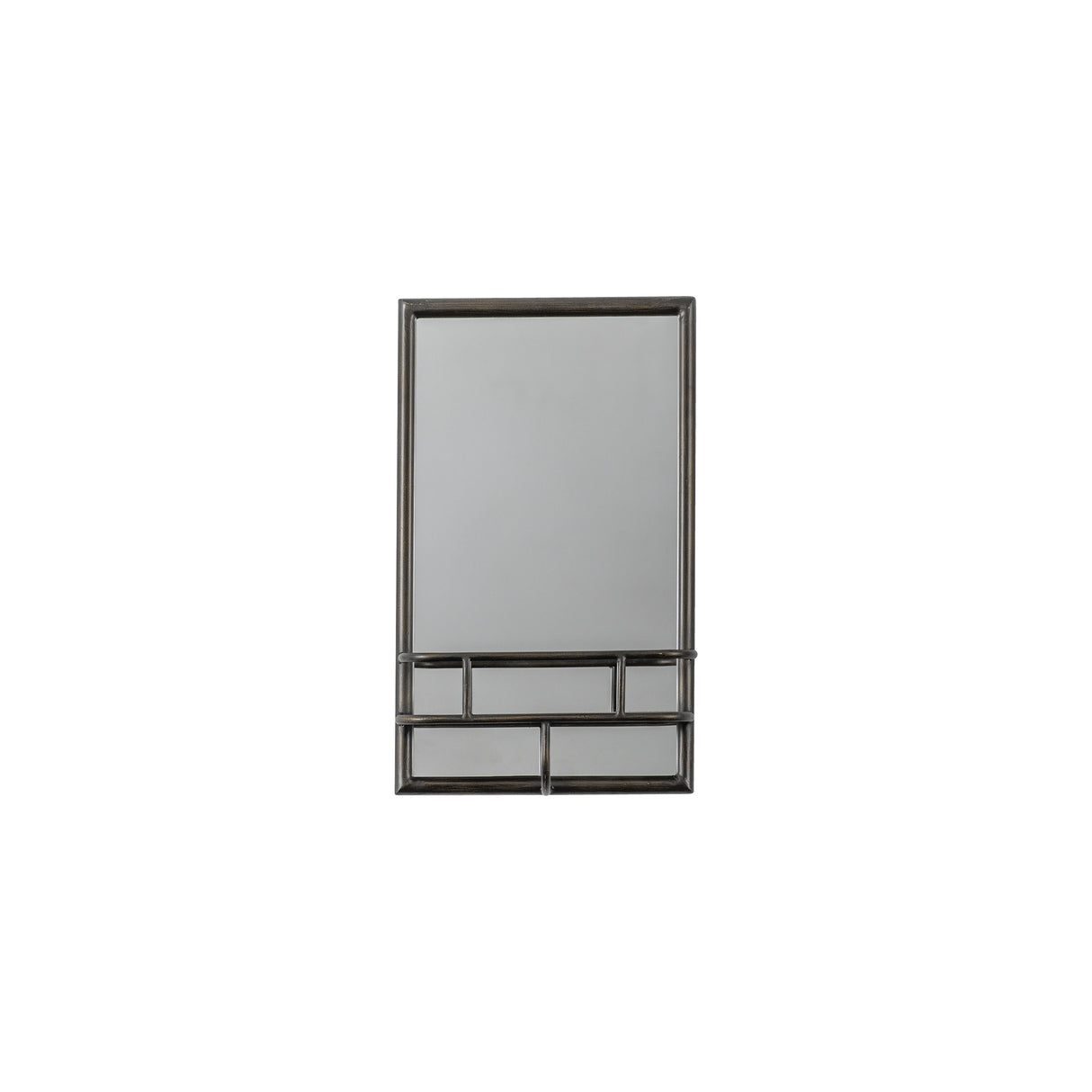 Amos Rustic bronze rectangle mirror with shelf – from Amos Lighting + Home