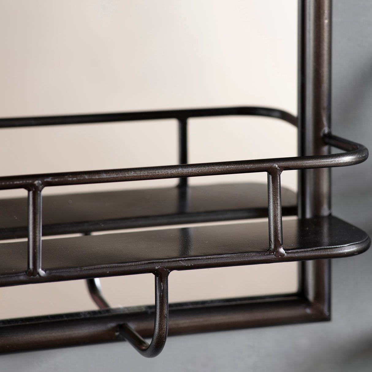 Amos Rustic bronze rectangle mirror with shelf – from Amos Lighting + Home