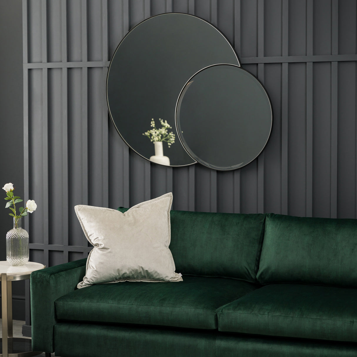 Amos Matt black interlocking round mirrors – from Amos Lighting + Home