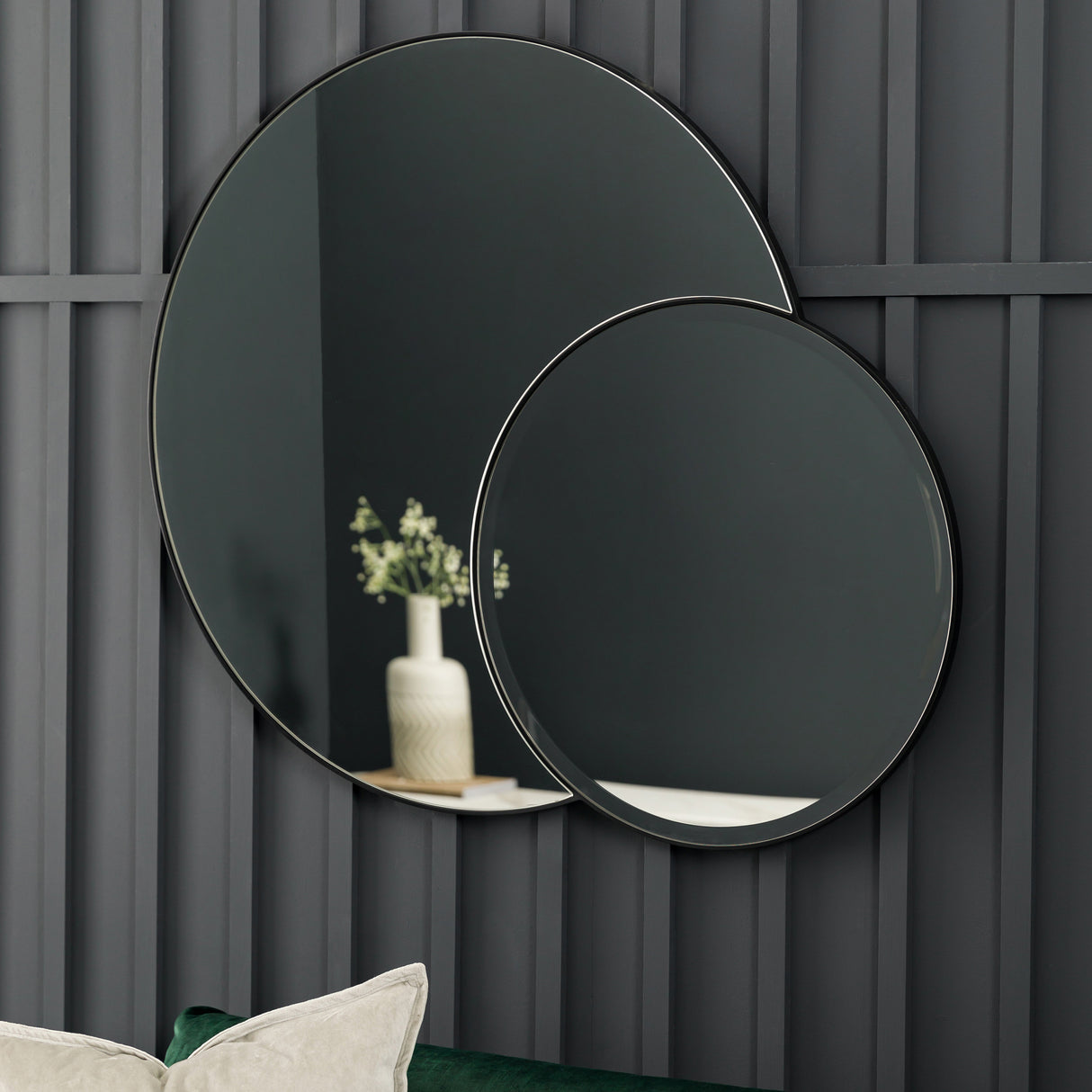 Amos Matt black interlocking round mirrors – from Amos Lighting + Home