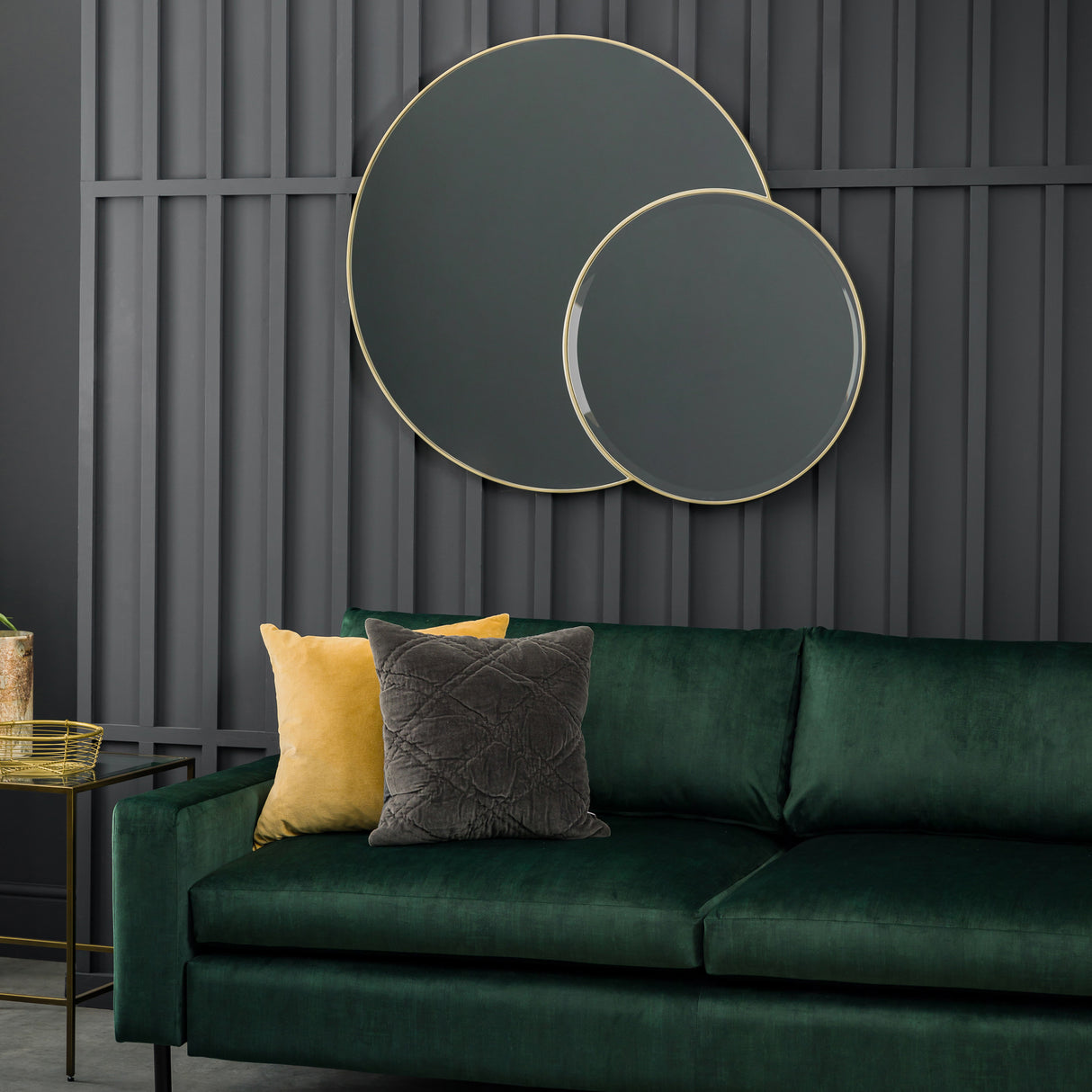 Amos Champagne gold interlocking round mirrors – from Amos Lighting + Home