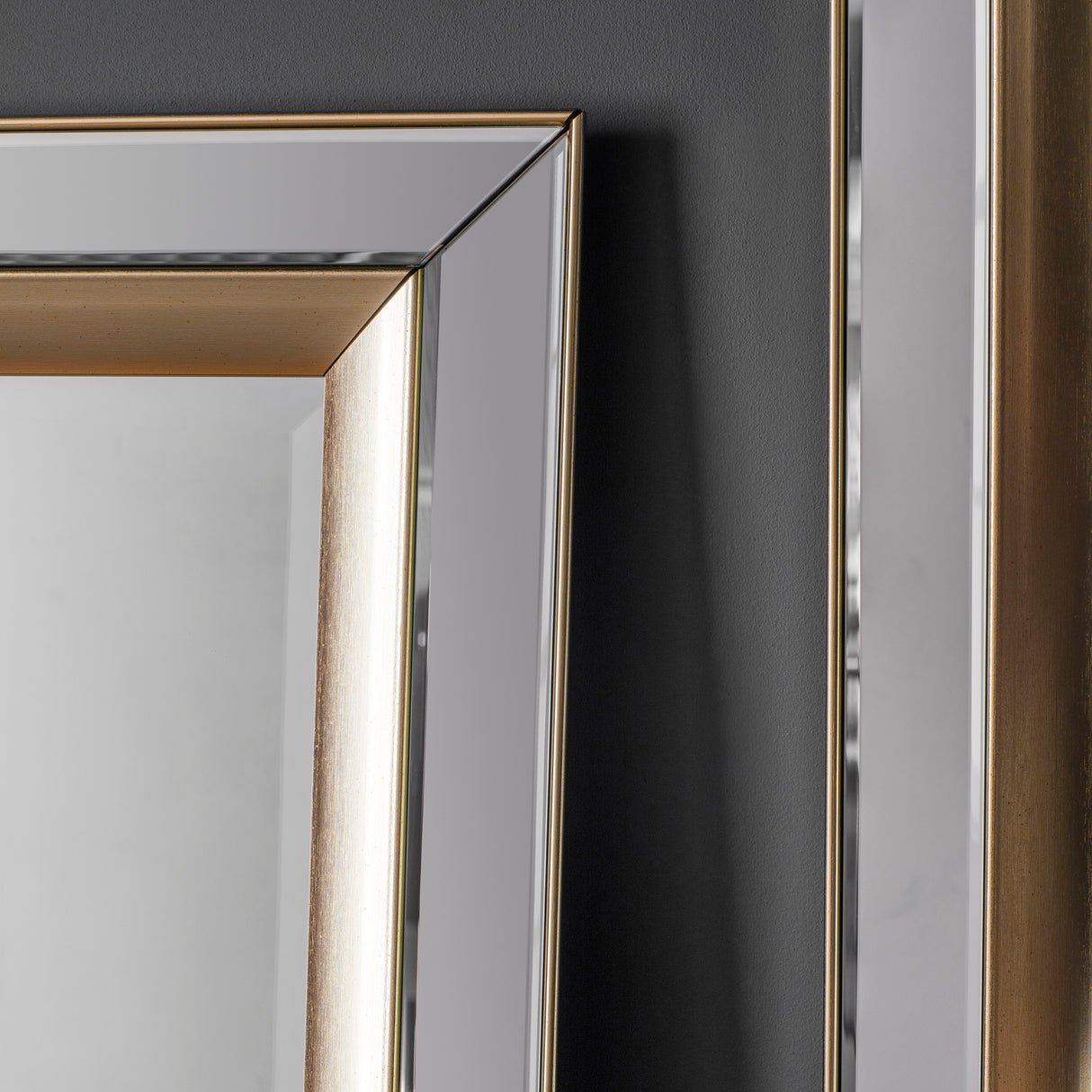 Amos Brushed gold bevelled edge leaner mirror – from Amos Lighting + Home