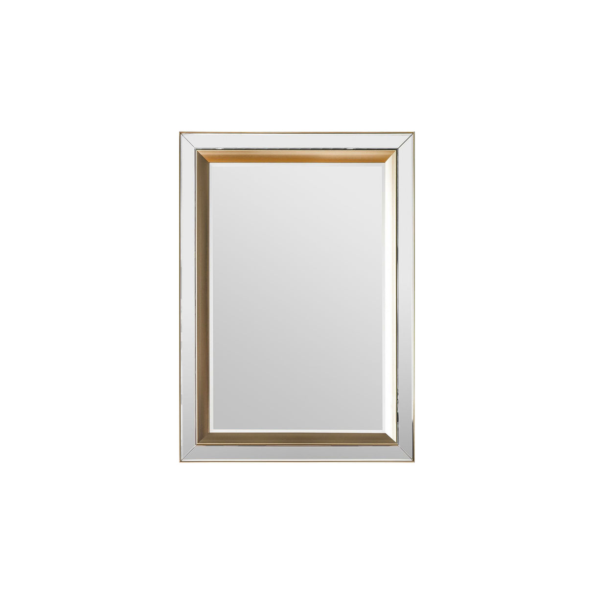 Amos Brushed gold bevelled medium rectangle mirror – from Amos Lighting + Home