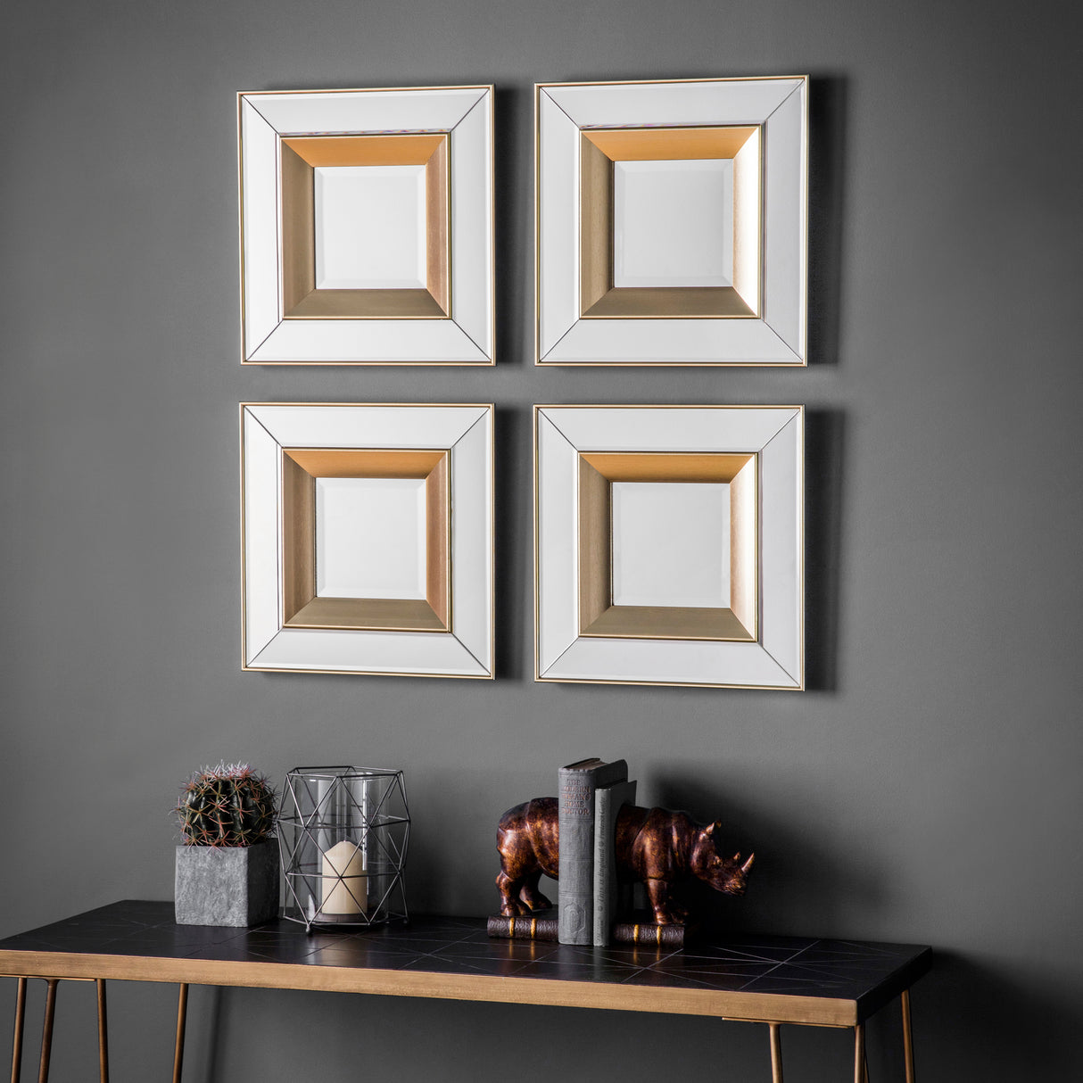 Amos Brushed gold square mirror set of 4 – from Amos Lighting + Home