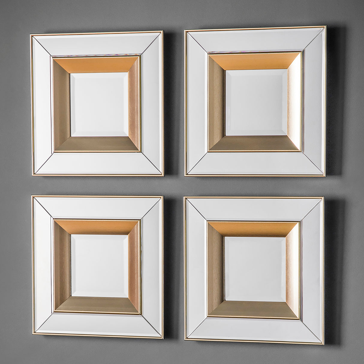 Amos Brushed gold square mirror set of 4 – from Amos Lighting + Home