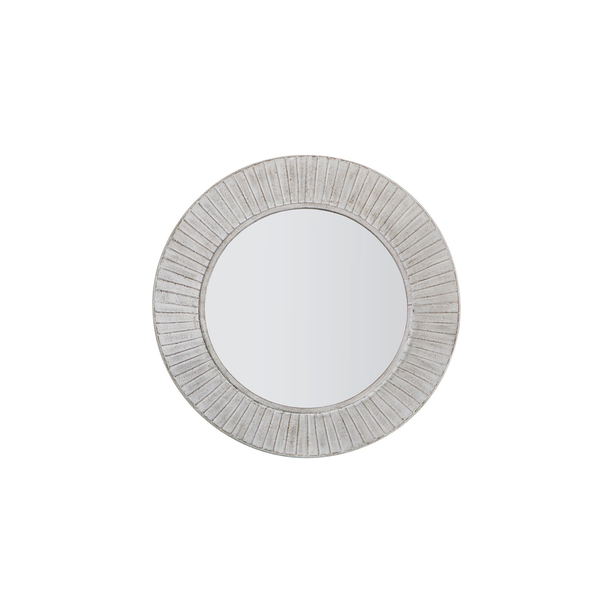 Amos Distressed cream wooden round mirror – from Amos Lighting + Home
