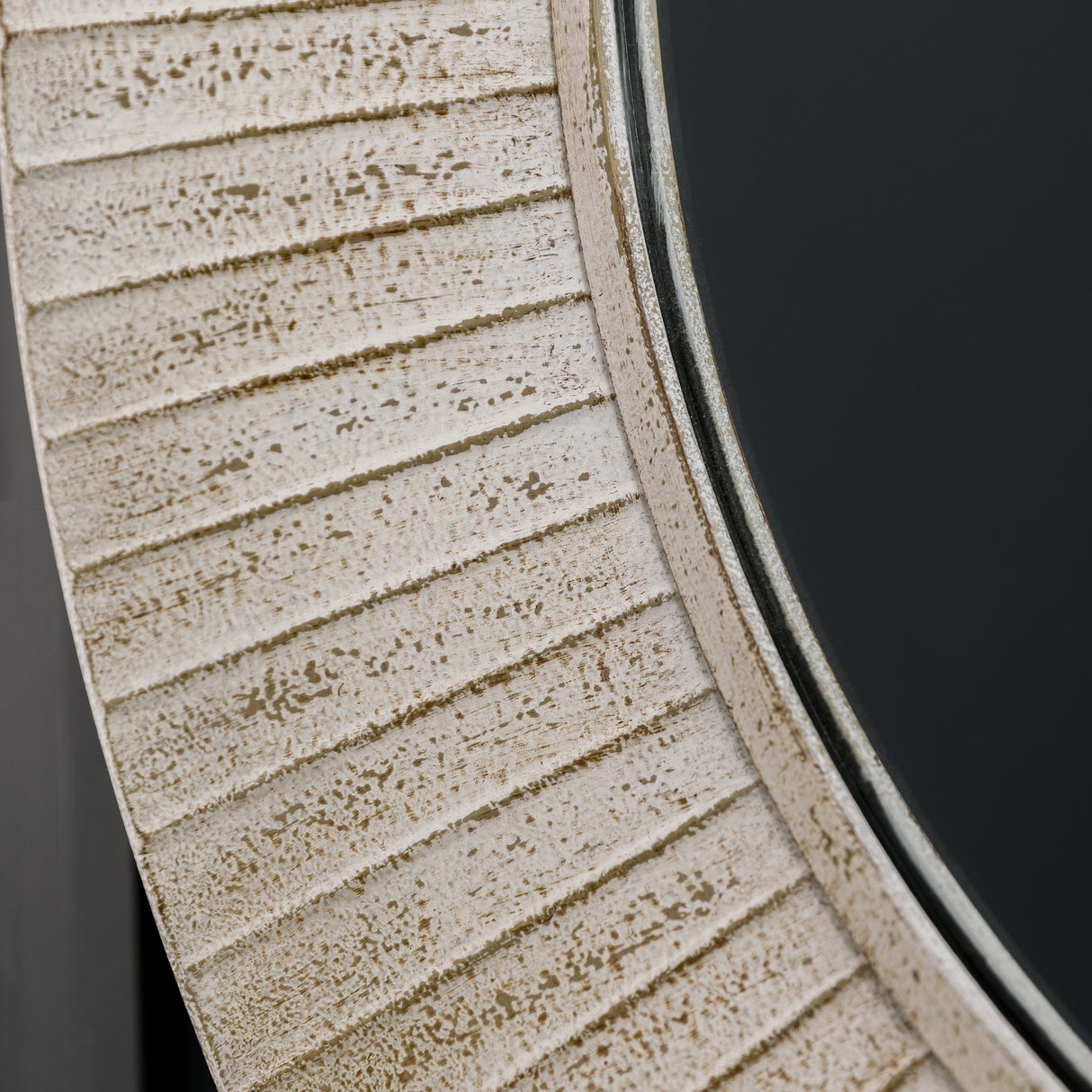 Amos Distressed cream wooden round mirror – from Amos Lighting + Home