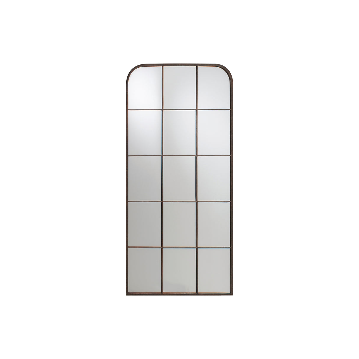 Amos Black rustic arch window mirror – from Amos Lighting + Home
