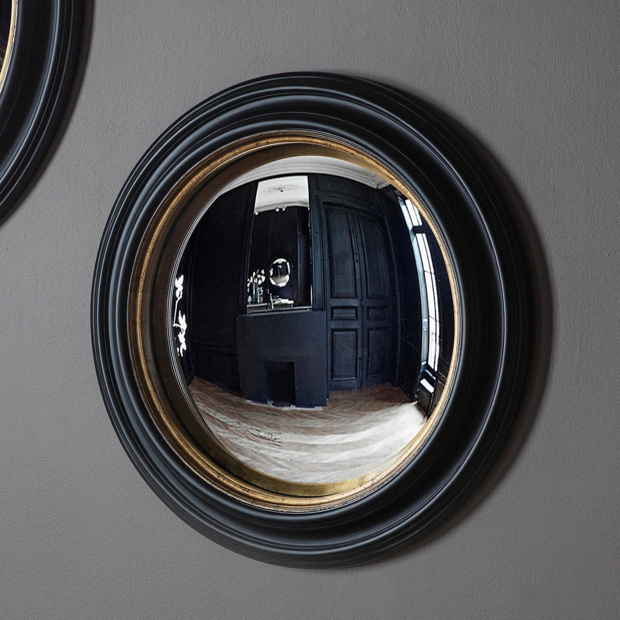 Amos Matt black medium round convex mirror – from Amos Lighting + Home
