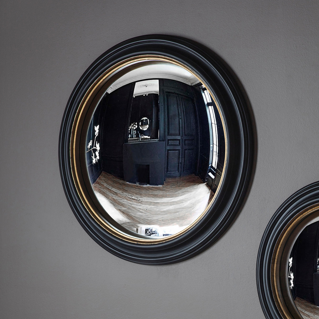 Amos Matt black large round convex mirror – from Amos Lighting + Home