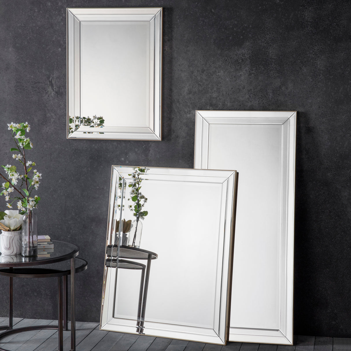Amos Double bevelled strip large rectangular mirror – from Amos Lighting + Home
