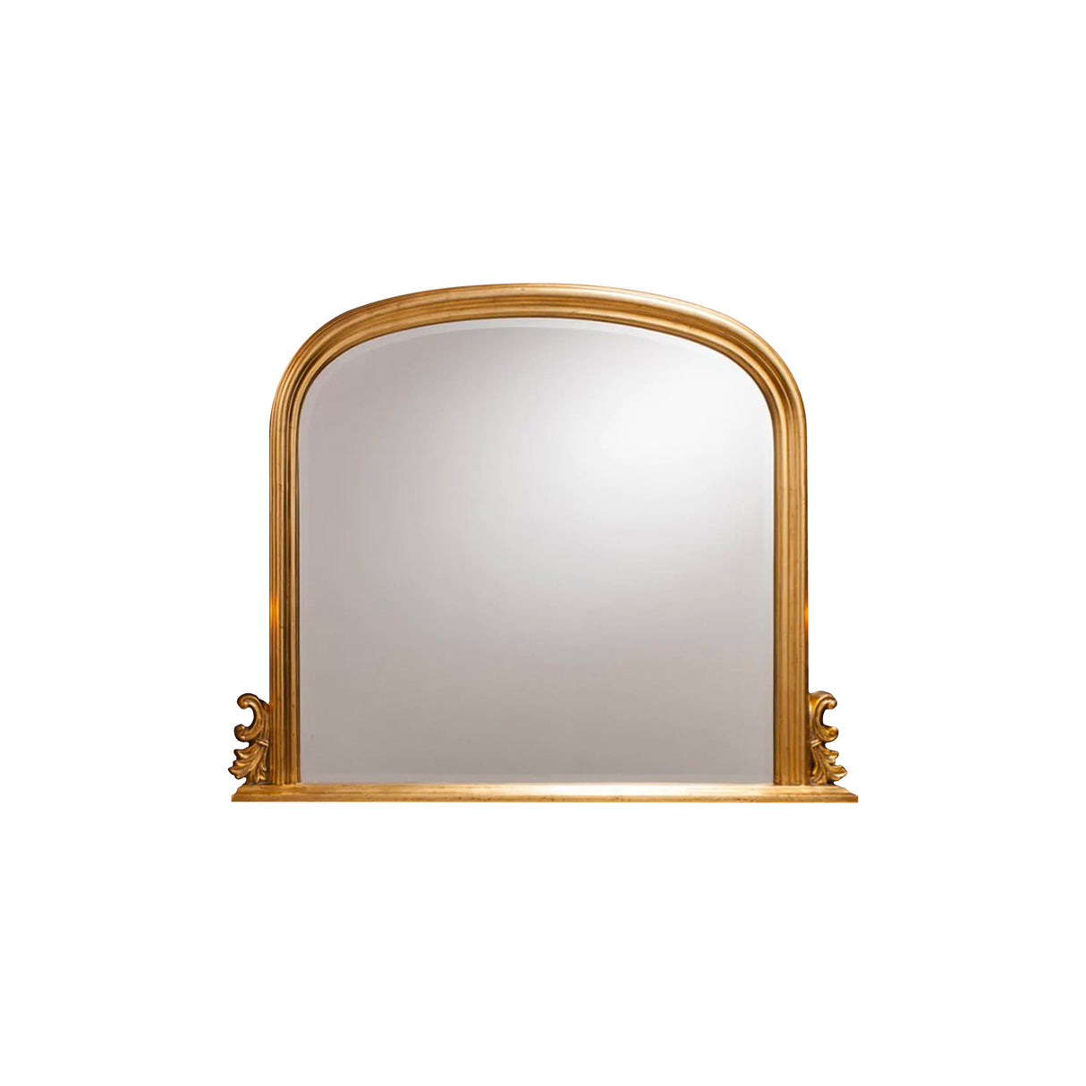 Amos Gold leaf arch over mantel mirror – from Amos Lighting + Home