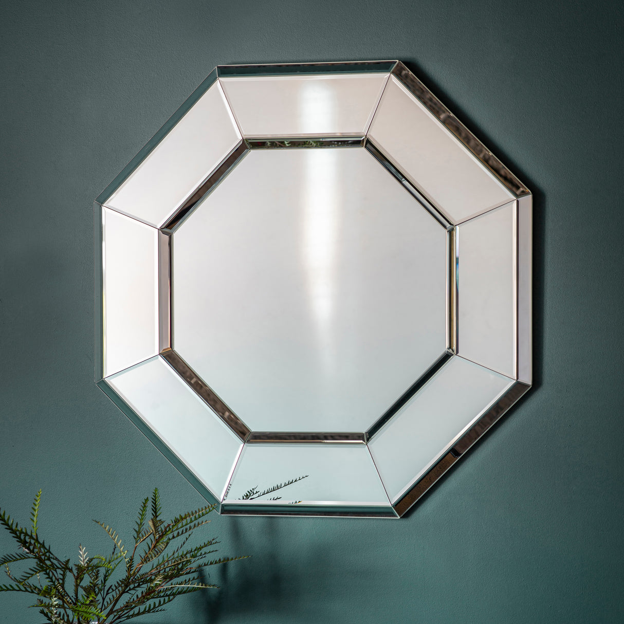 Amos Black glass edged octagon mirror – from Amos Lighting + Home
