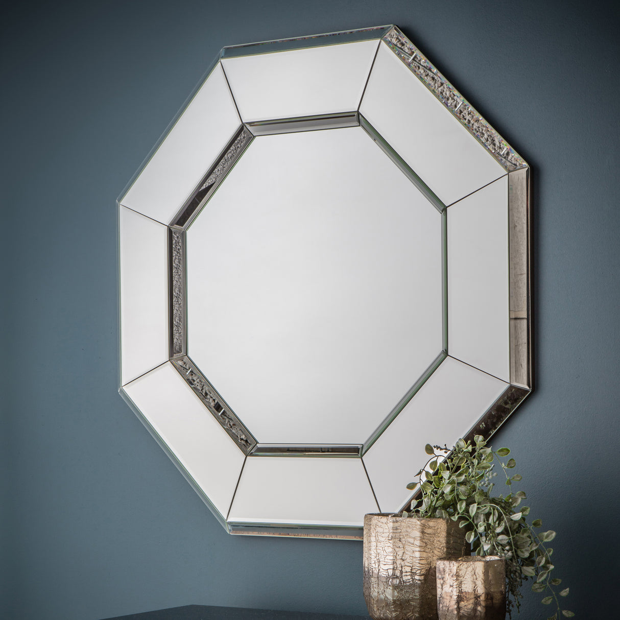Amos Black glass edged octagon mirror – from Amos Lighting + Home