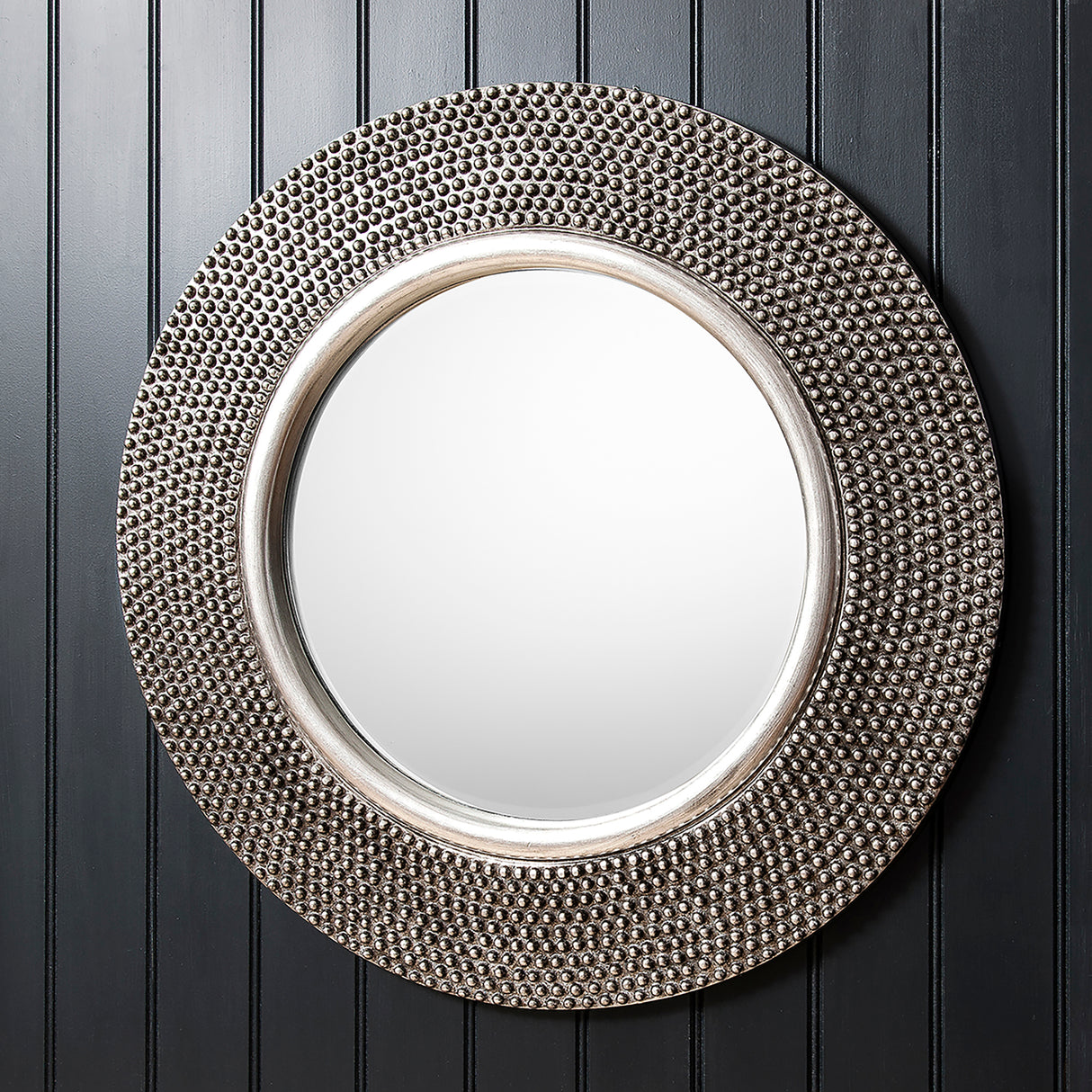 Amos Aged pewter round mirror – from Amos Lighting + Home