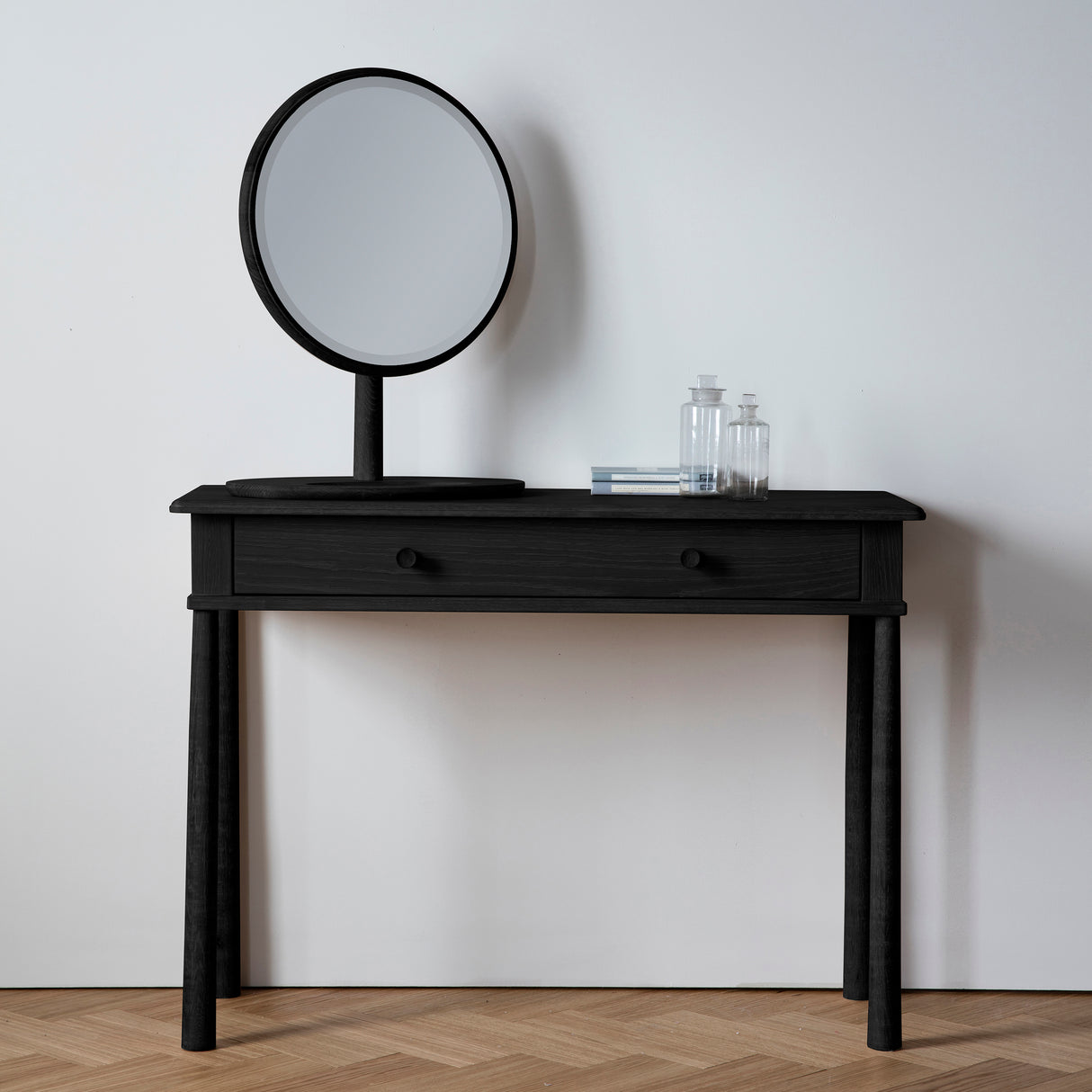 Amos Black stained oak table top mirror – from Amos Lighting + Home