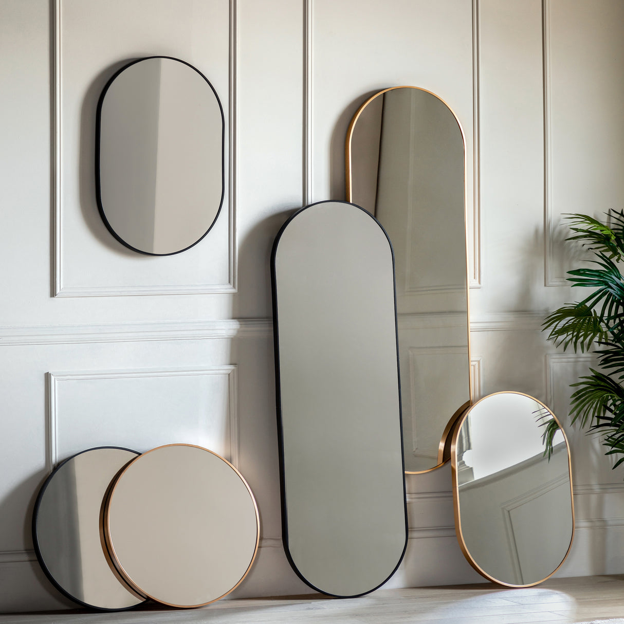 Amos Black round delicate frame mirror – from Amos Lighting + Home