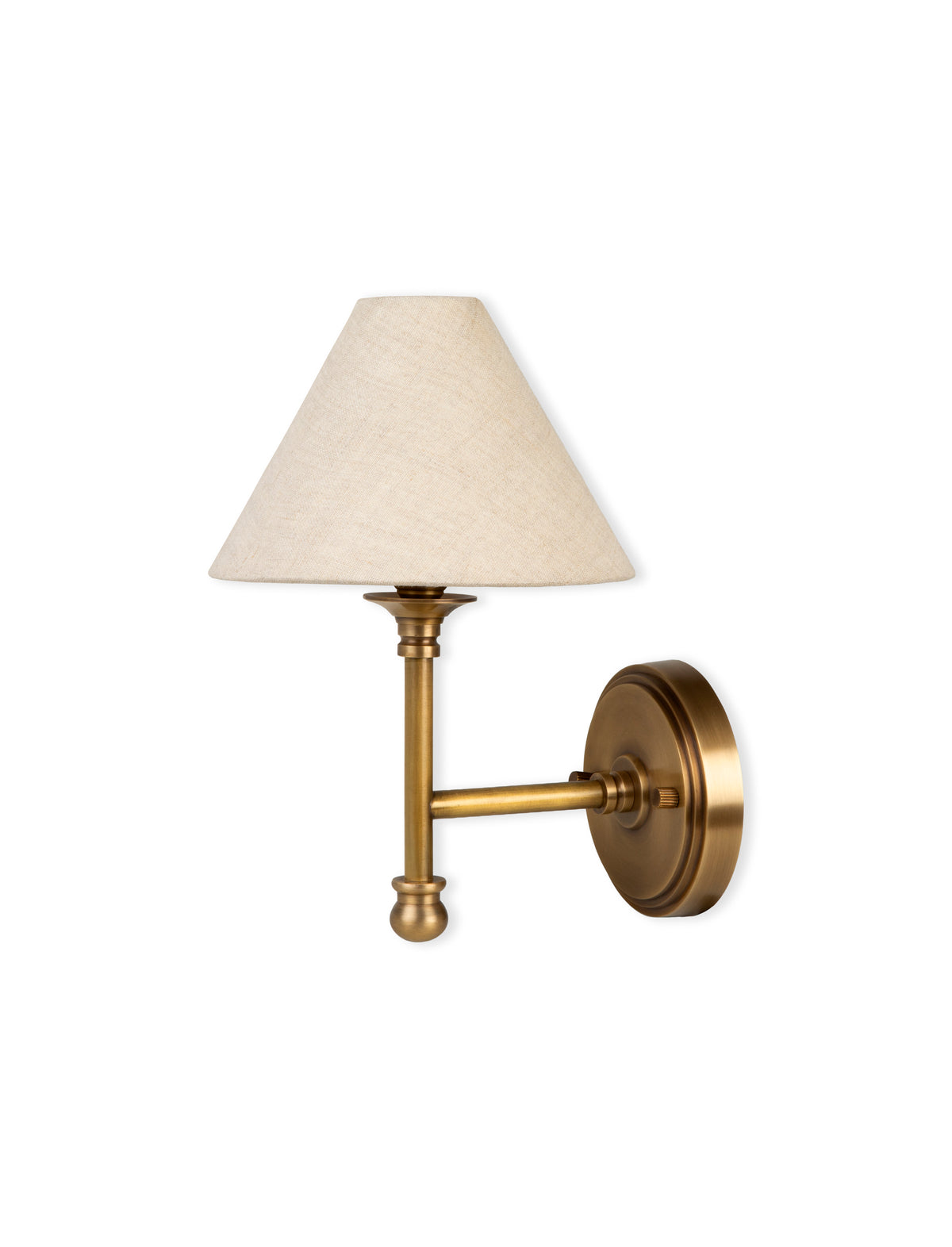 Garden Trading Kelmscot Wall Light with Linen Shade Antique Brass Finish